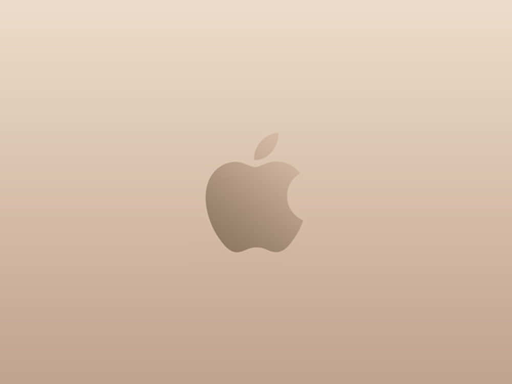 Apple Logo iPhone 桌布 壁紙 — 一個極簡的Apple標誌，居中放置在柔和漸層米色背景上，帶有微妙的水平條紋。
