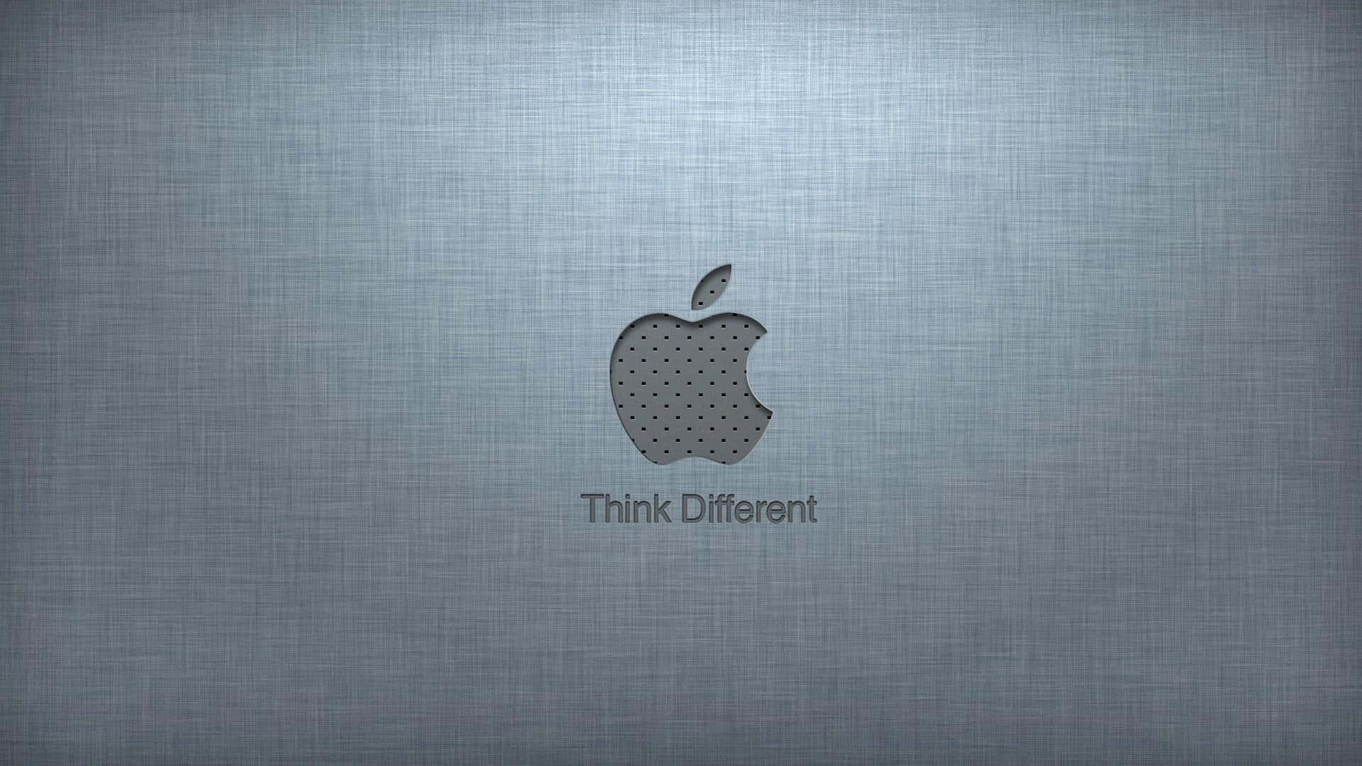 標誌 桌布 壁紙 — 一個極簡的Apple標誌，帶有圓點圖案和「Think Different」文字，位於拉絲金屬紋理上。