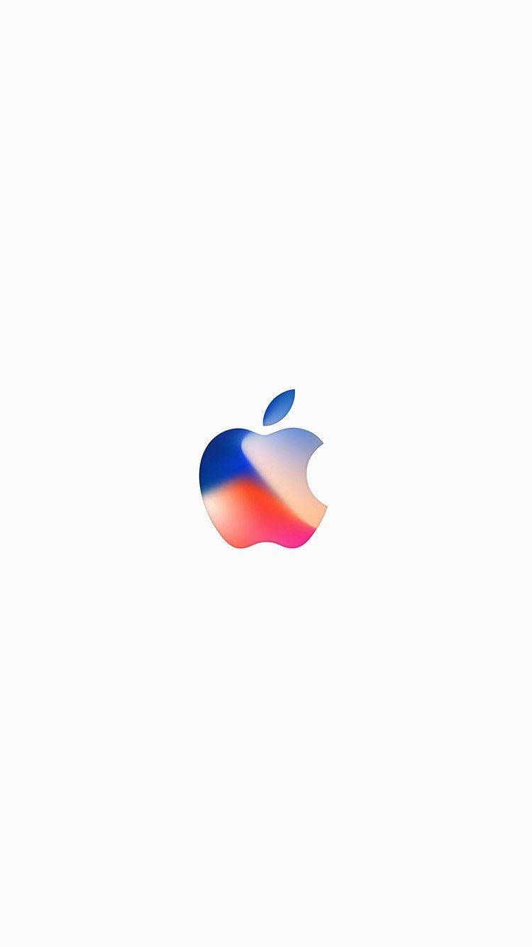藝術 iPhone 桌布 壁紙 — 一個極簡的Apple標誌，帶有藍色、粉紅色和橙色的漸變色調，居中在純白色背景上。