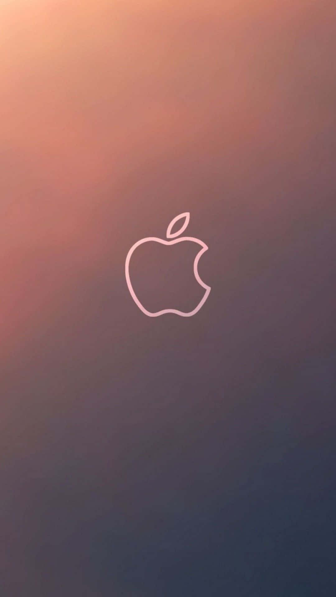 Best Apple 桌布 壁紙 — 一個極簡的Apple標誌輪廓在溫暖粉紅與冷調紫色的漸變日落天空中柔和發光。