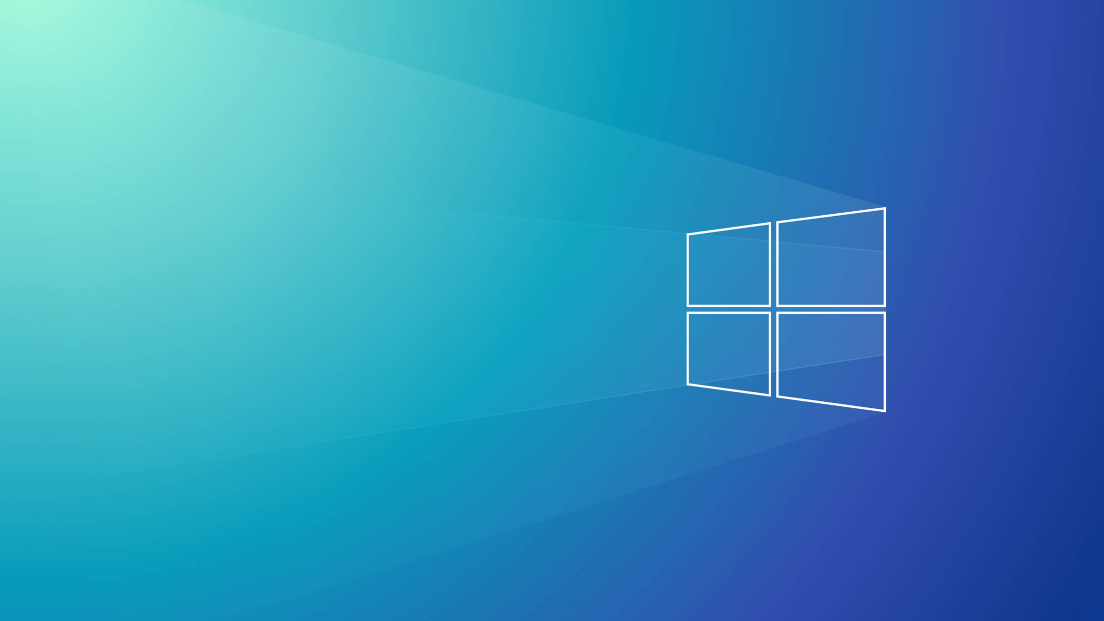 Windows 11 桌布 壁紙 — 一個極簡的Windows標誌圖示漂浮在漸變藍色背景上，背後散發出柔和的光線。