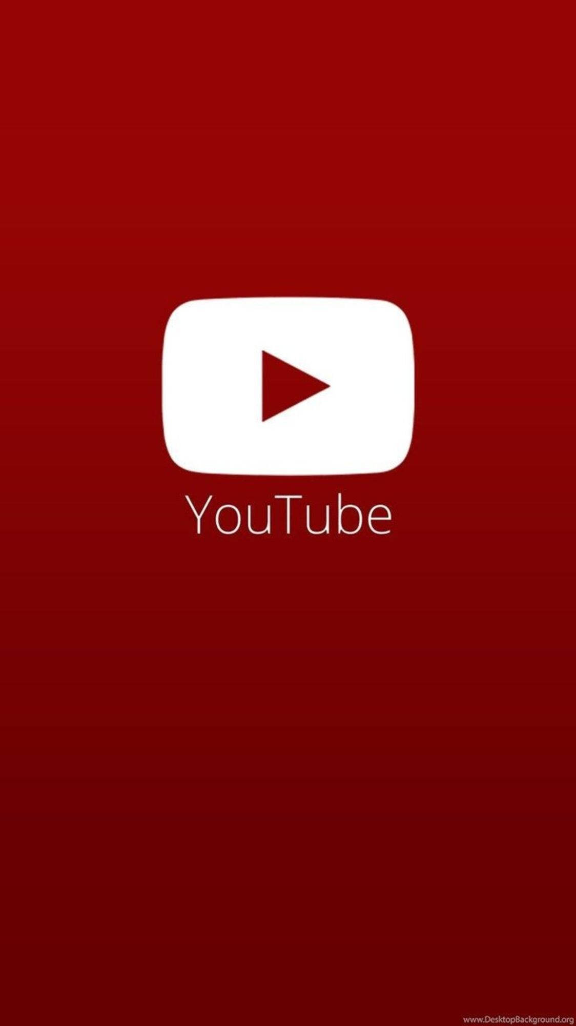 YouTube 桌布 壁紙 — 一個極簡的YouTube標誌，居中放置在帶有白色文字的漸變紅色背景上。