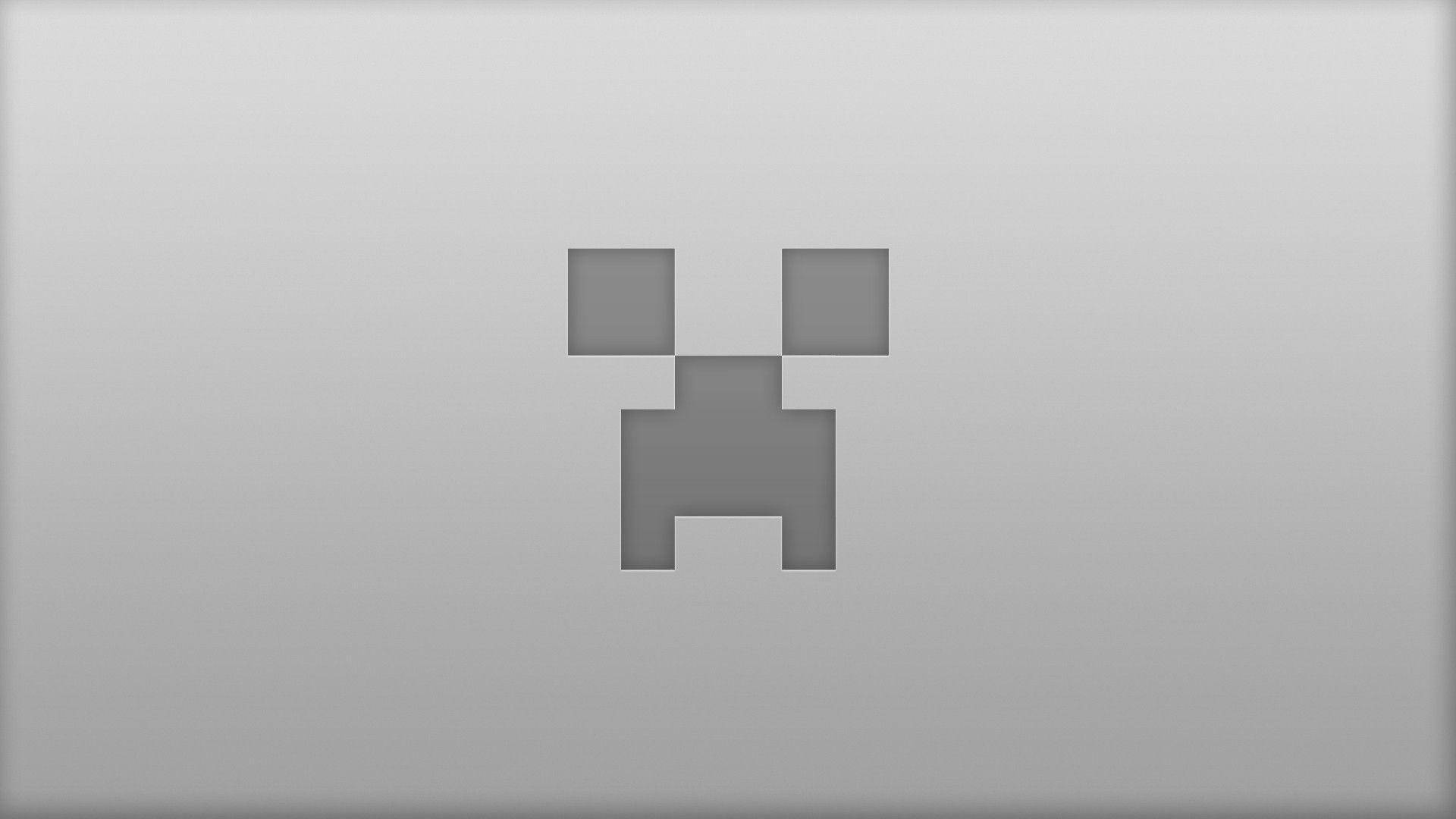 Creeper 桌布 壁紙 — 一個極簡的像素化灰色生物圖示，居中放置在柔和的漸變灰色背景上。