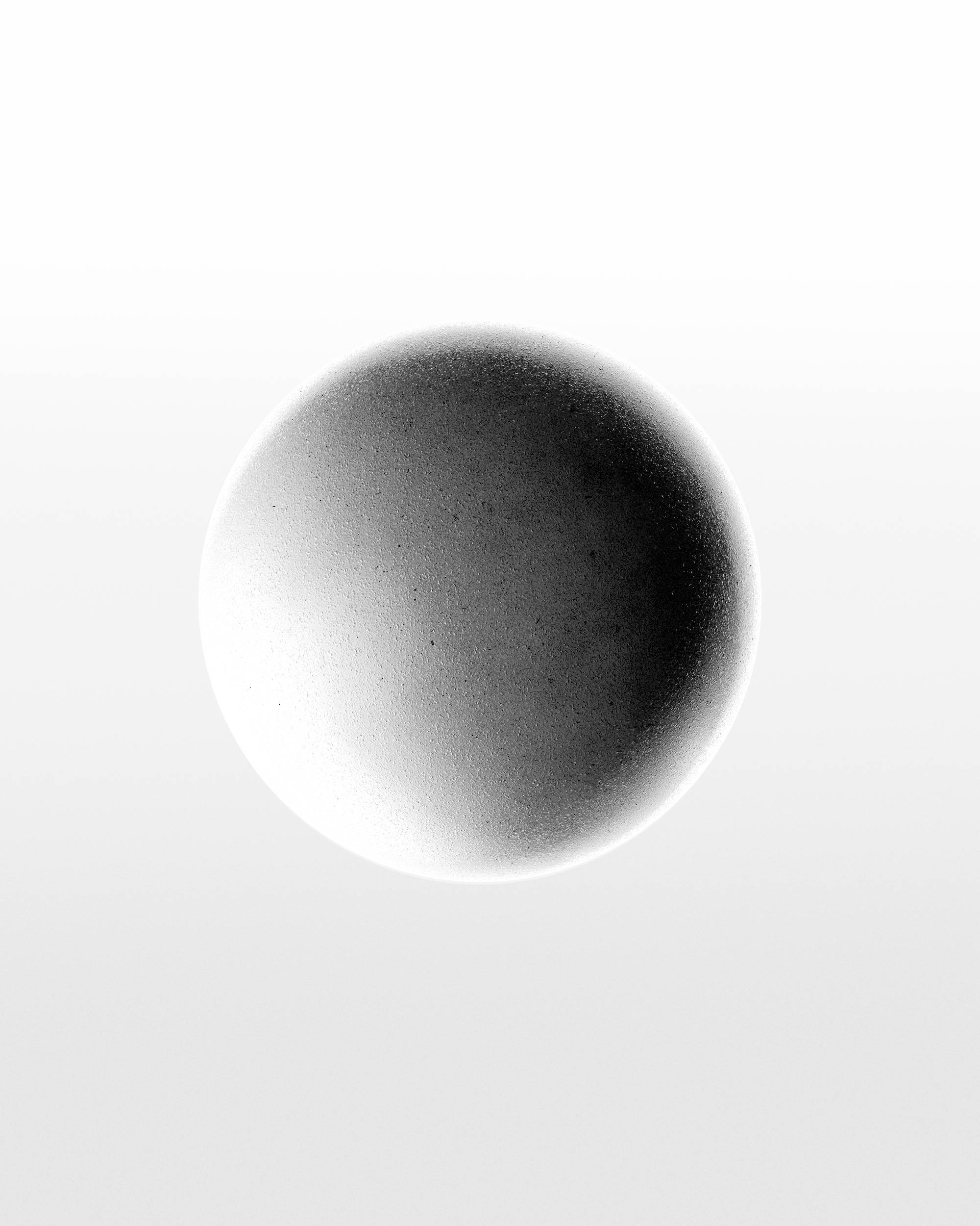artwork 桌布 壁紙 — 一個極簡的單色球體，帶有柔和漸層陰影，漂浮在純淺灰色背景上。