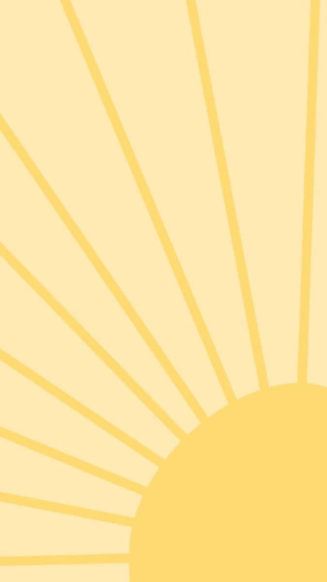 Cute Sun 桌布 壁紙 — 一個極簡的太陽爆發在柔和的奶油色背景上散發出溫暖的黃色光芒。