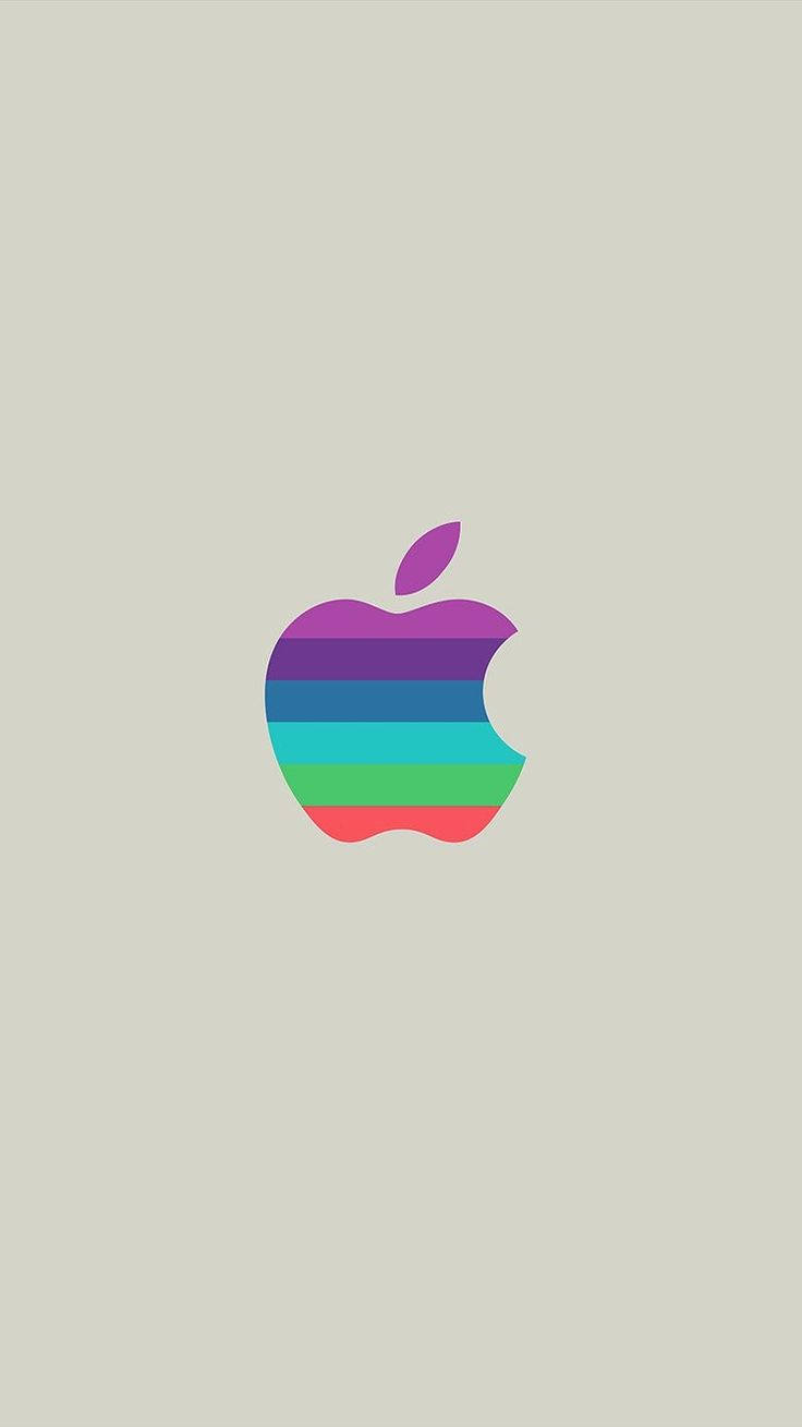 iPhone 13 Pro 桌布 壁紙 — 一個極簡的彩虹條紋蘋果標誌，居中放置在柔和米色背景上。