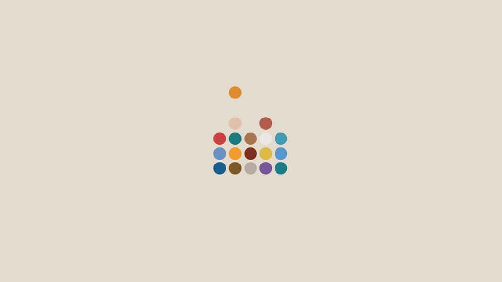 Beautiful Minimalist 桌布 壁紙 — 一個極簡的排列，由彩色圓圈組成一個小抽象樹，背景為米色。
