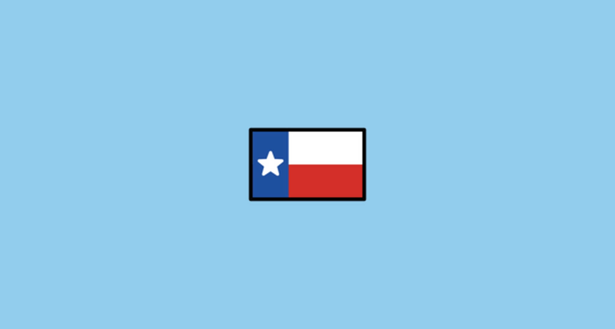 Texas Flag 桌布 壁紙 — 一個極簡的數位插圖，德州旗幟居中於純淺藍色背景上。