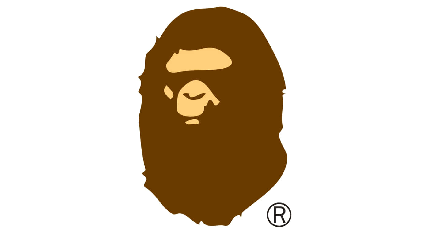 Bape 動態 桌布 壁紙 — 一個極簡的棕色猿頭標誌，眼睛閉合，帶有註冊商標符號，背景為白色。