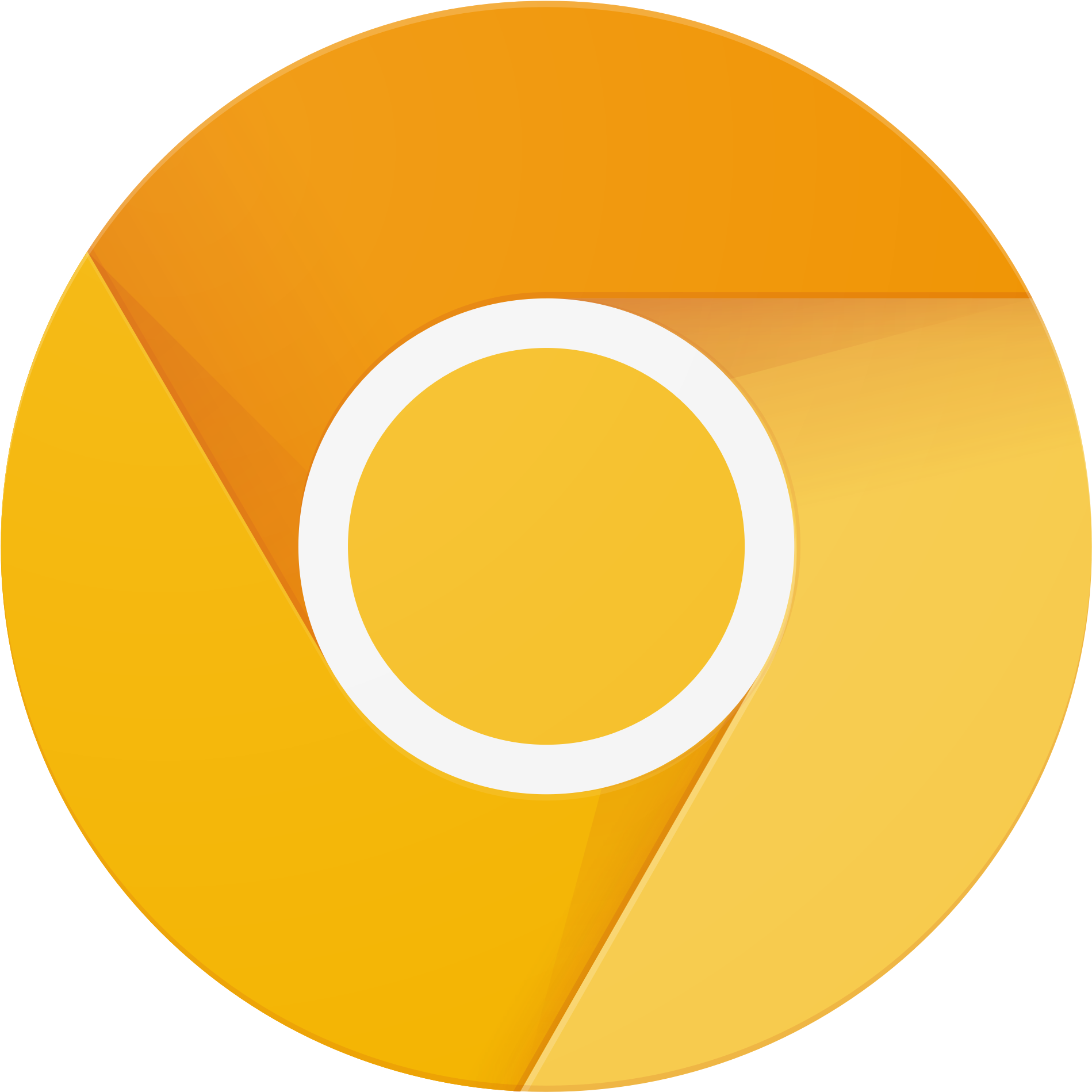 Chrome Logo 桌布 壁紙 — 一個極簡的橙色和黃色圓形標誌，帶有白色環，背景為黑色。