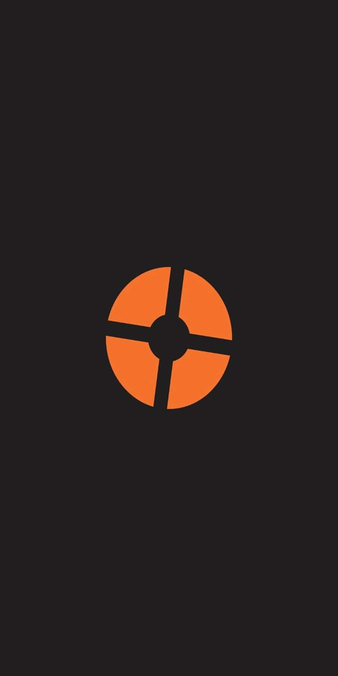 Tf2 桌布 壁紙 — 一個極簡的橙色圓形標誌，黑色橫桿居中，位於深色背景上。