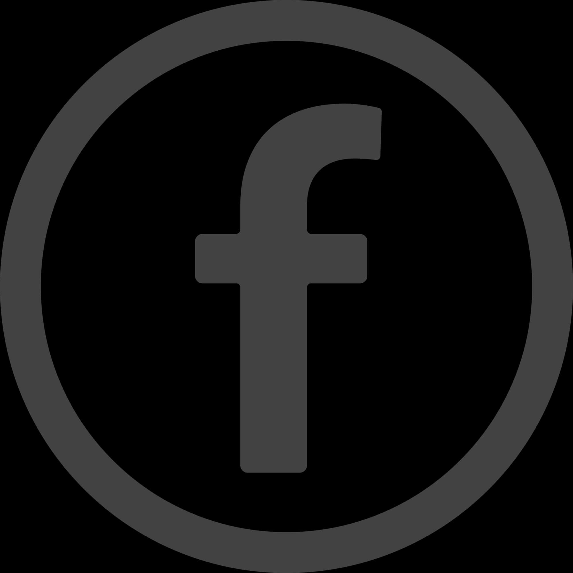 Facebook 桌布 壁紙 — 一個極簡的深灰色 Facebook 標誌圖示，居中放置在黑色背景的圓形內。