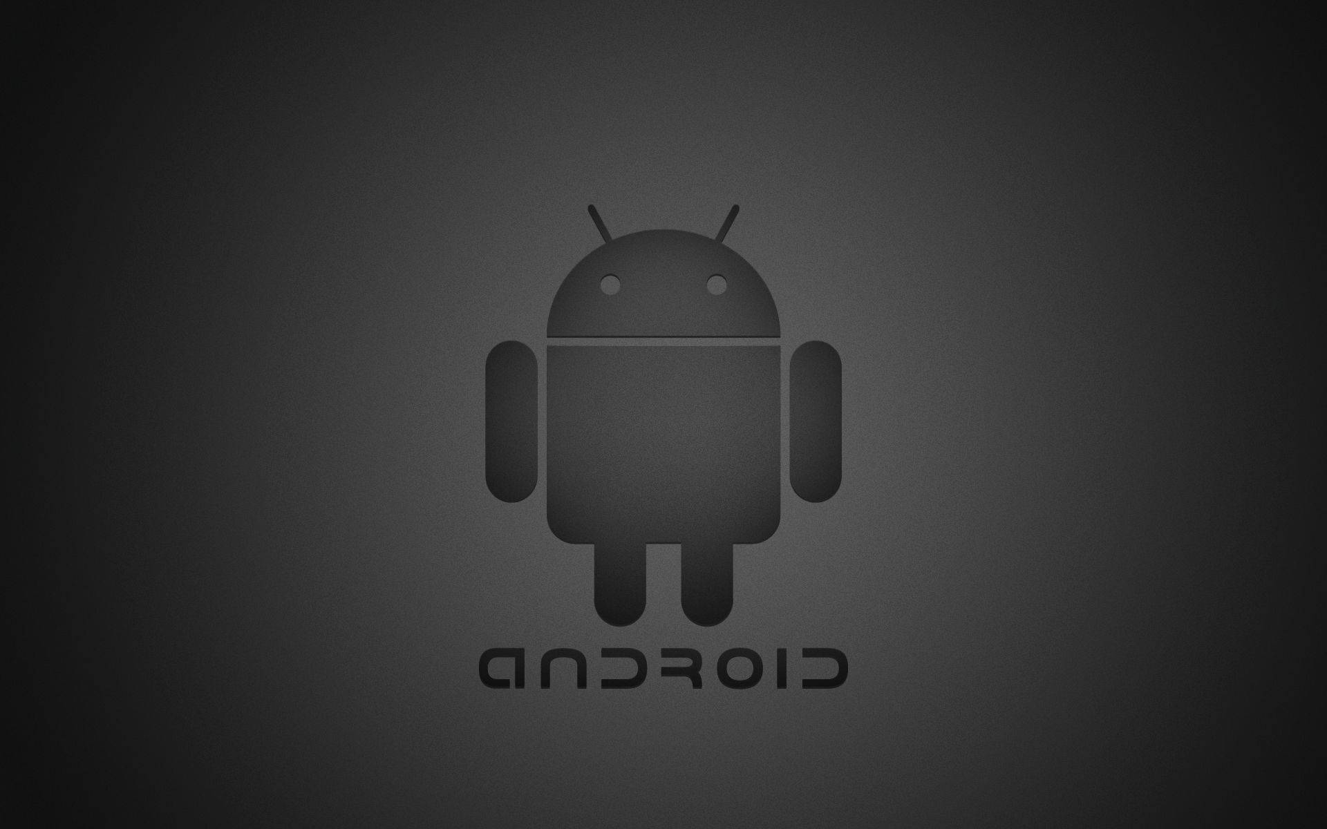 安卓 桌布 壁紙 — 一個極簡的深灰色Android機器人標誌，居中放置在漸變背景上，下方有android字樣。