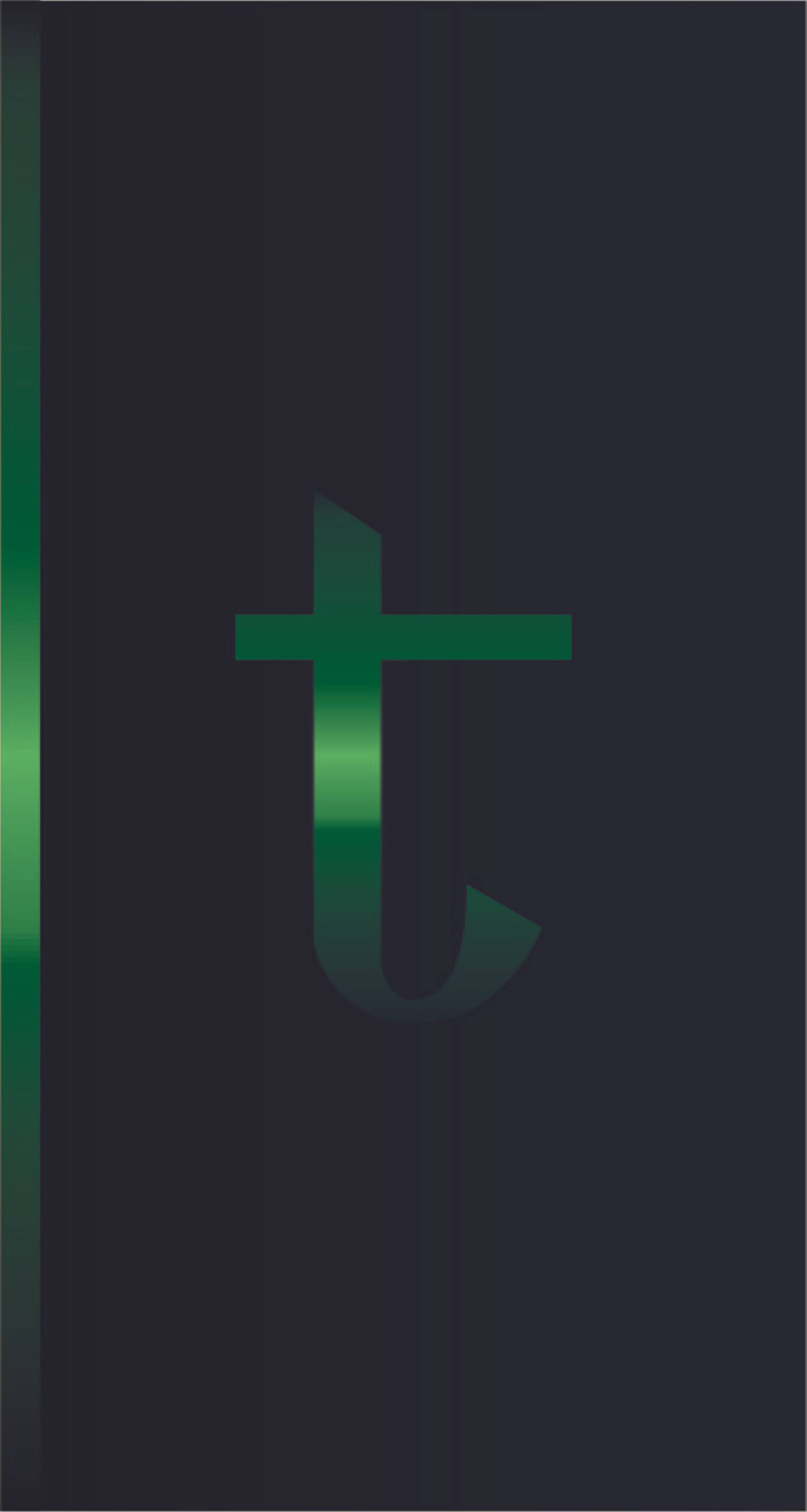 t 桌布 壁紙 — 一個極簡的深綠色小寫字母 't'，在黑色背景上帶有漸變光暈。