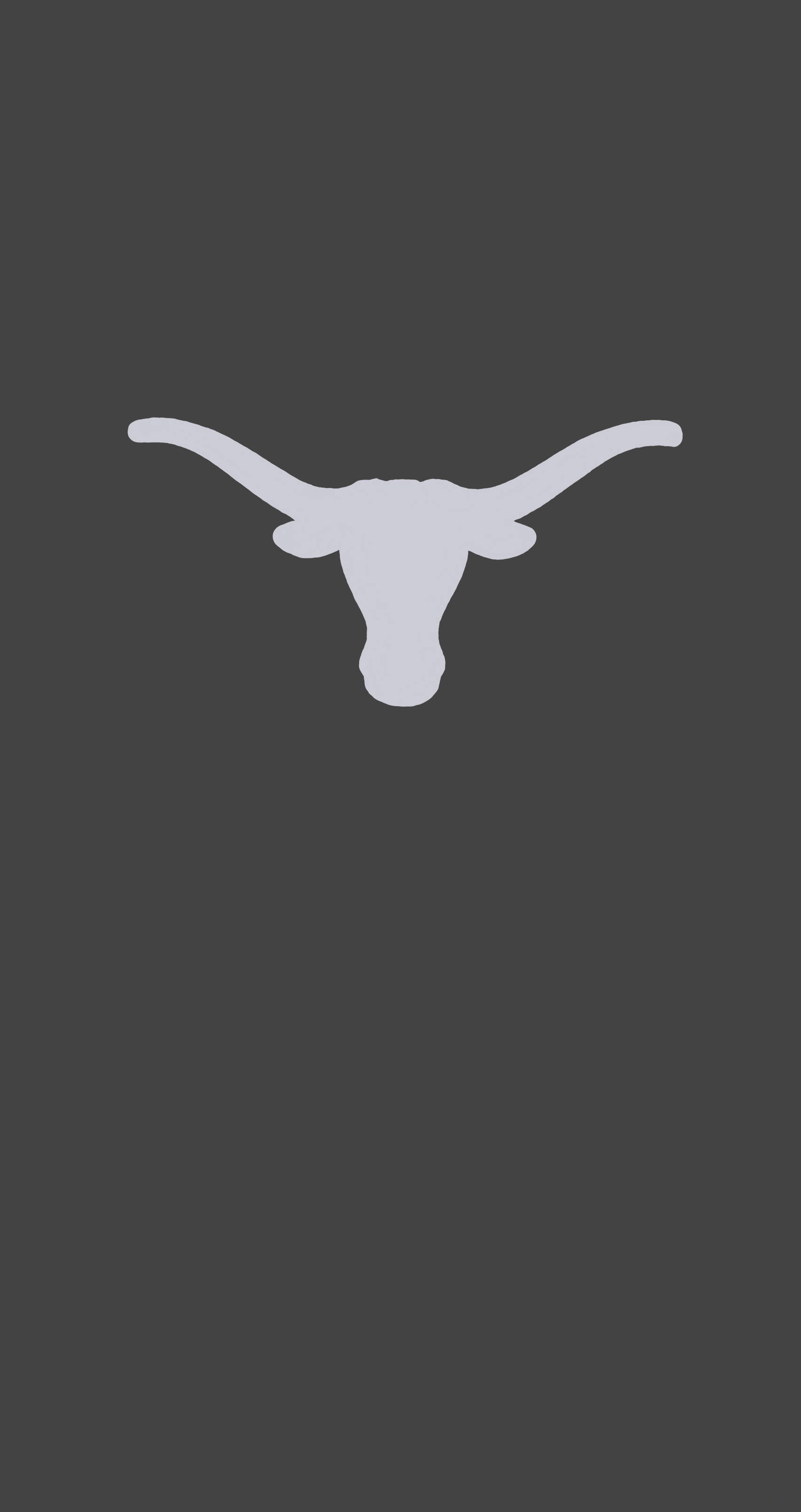 Texas Longhorn 桌布 壁紙 — 一個極簡的淺灰色長角牛頭骨剪影，居中在純深灰色背景上。