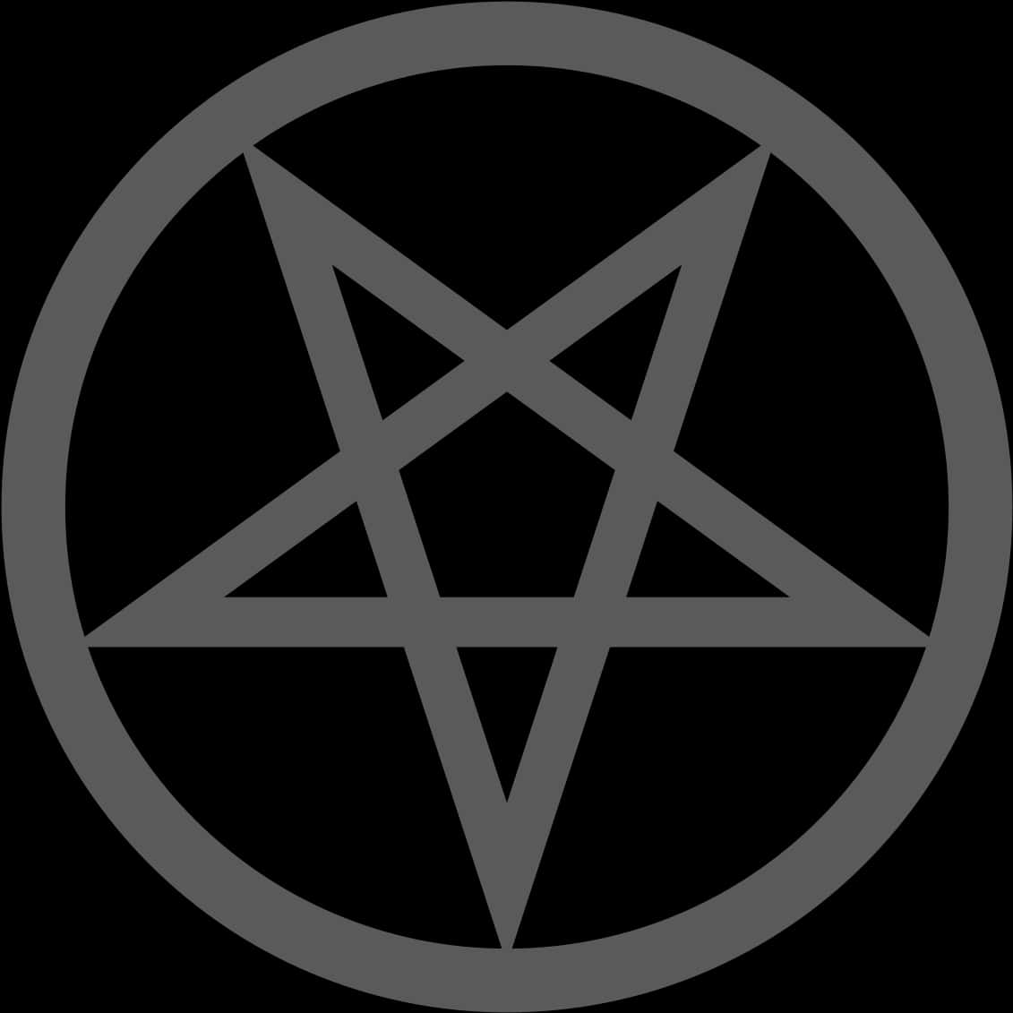 Pentagram 桌布 壁紙 — 一個極簡的灰色五角星符號，被圓圈包圍，置於純黑色背景上。