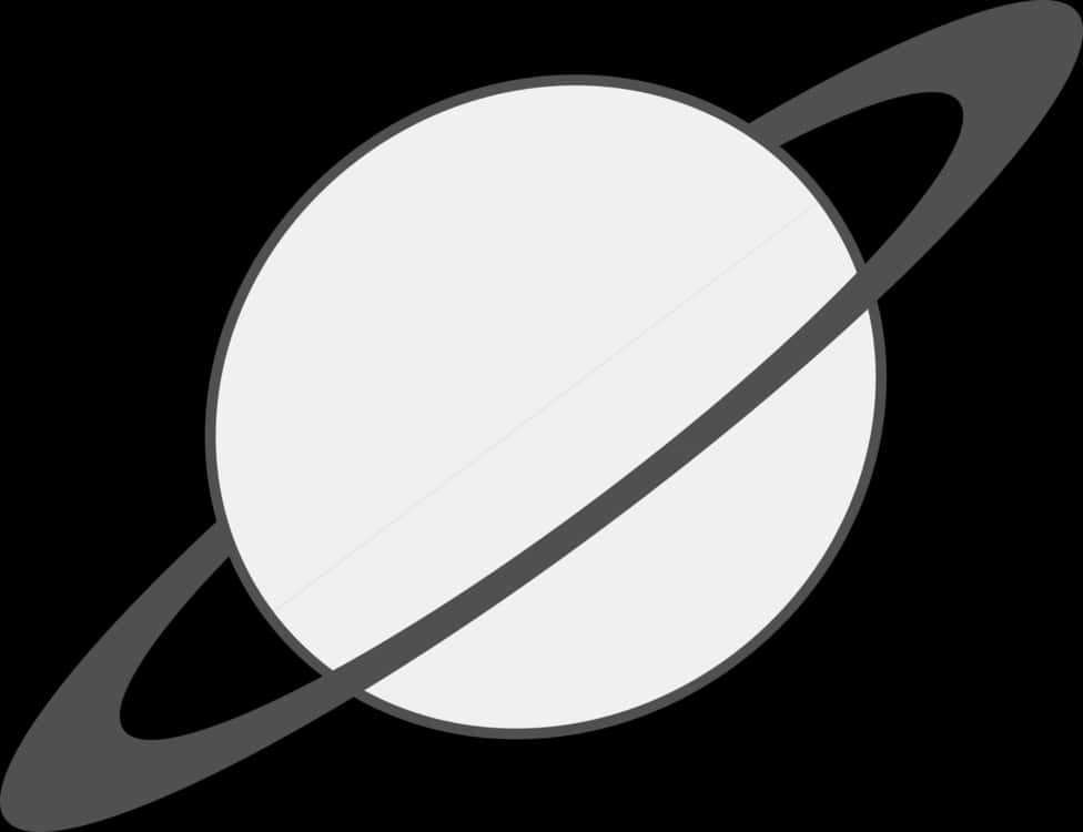 Ringed Planet 桌布 壁紙 — 一個極簡的灰色行星帶有光環，襯托在純黑背景上。