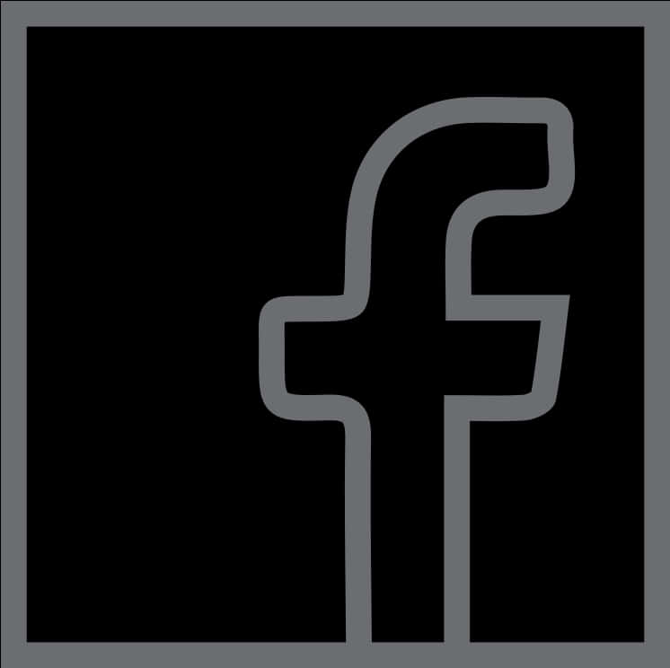 Facebook 桌布 壁紙 — 一個極簡的灰色輪廓Facebook標誌，居中於黑色背景上，帶有灰色邊框。