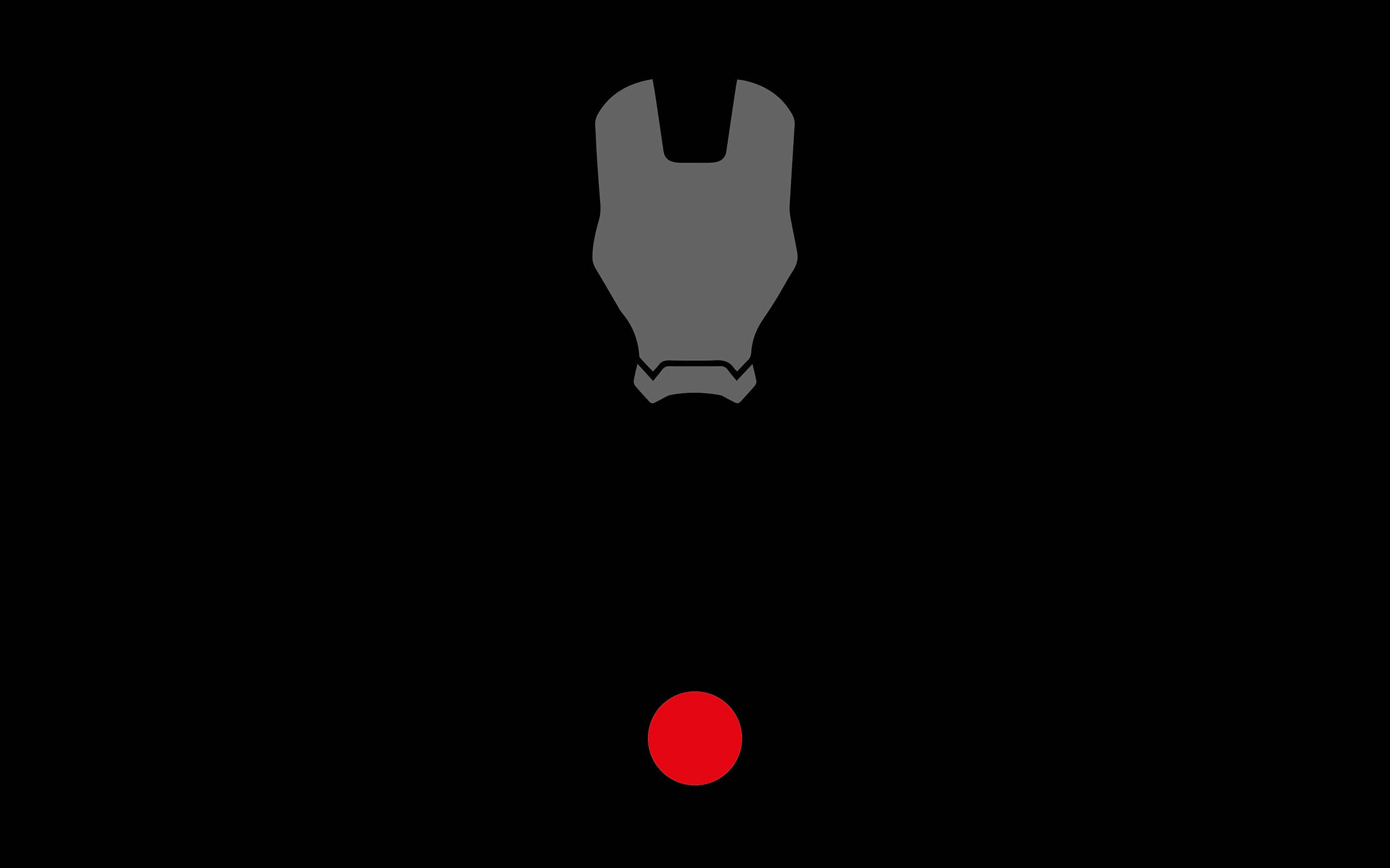 Iron Man Logo 桌布 壁紙 — 一個極簡的灰色鋼鐵人頭盔剪影漂浮在黑色背景上的一個紅色圓圈上方。