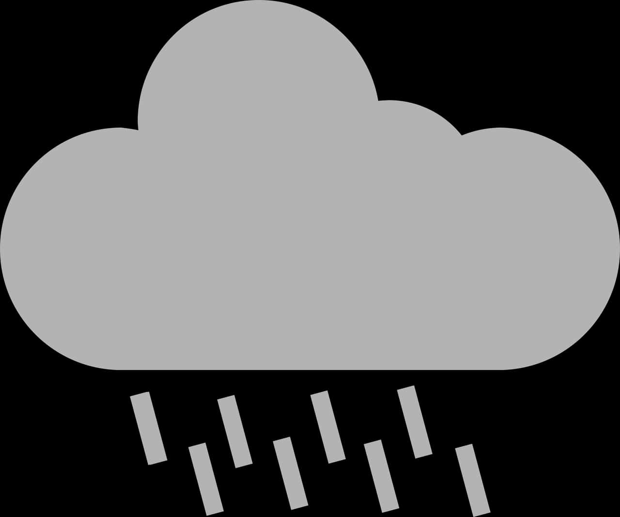 Clip Art 桌布 壁紙 — 一個極簡的灰色雲朵圖標，帶有落下的雨滴，背景為黑色。