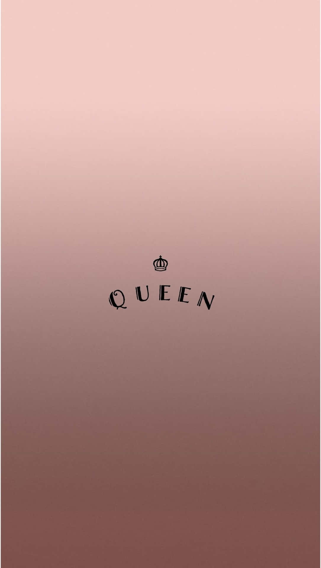 在玫瑰金漸變背景上，文字 queen 上方有皇冠。 — 簡約 Android 桌布 壁紙