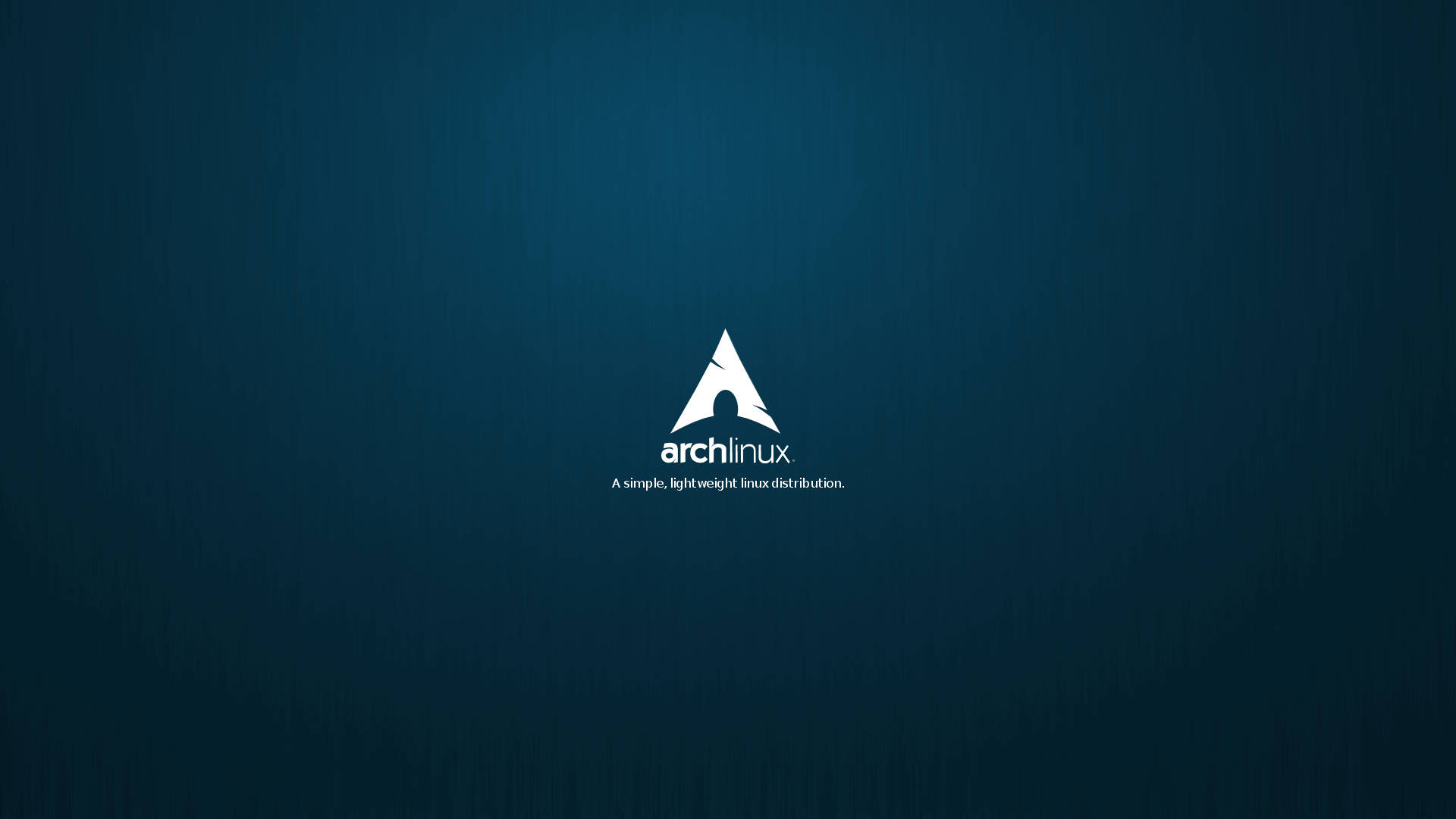 Linux 桌布 壁紙 — 一個極簡的白色 Arch Linux 標誌，居中放置在帶紋理的深藍色漸變背景上。