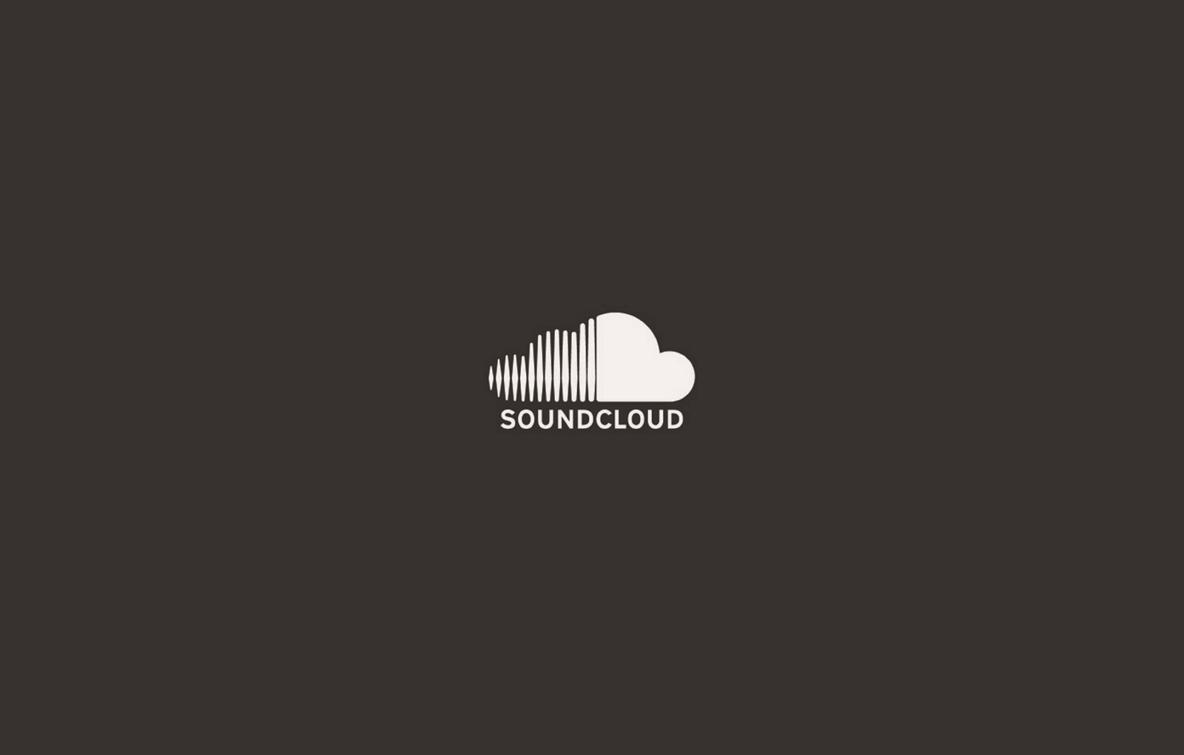 soundcloud 桌布 壁紙 — 一個極簡的白色 SoundCloud 標誌，居中放置在純深灰色背景上。