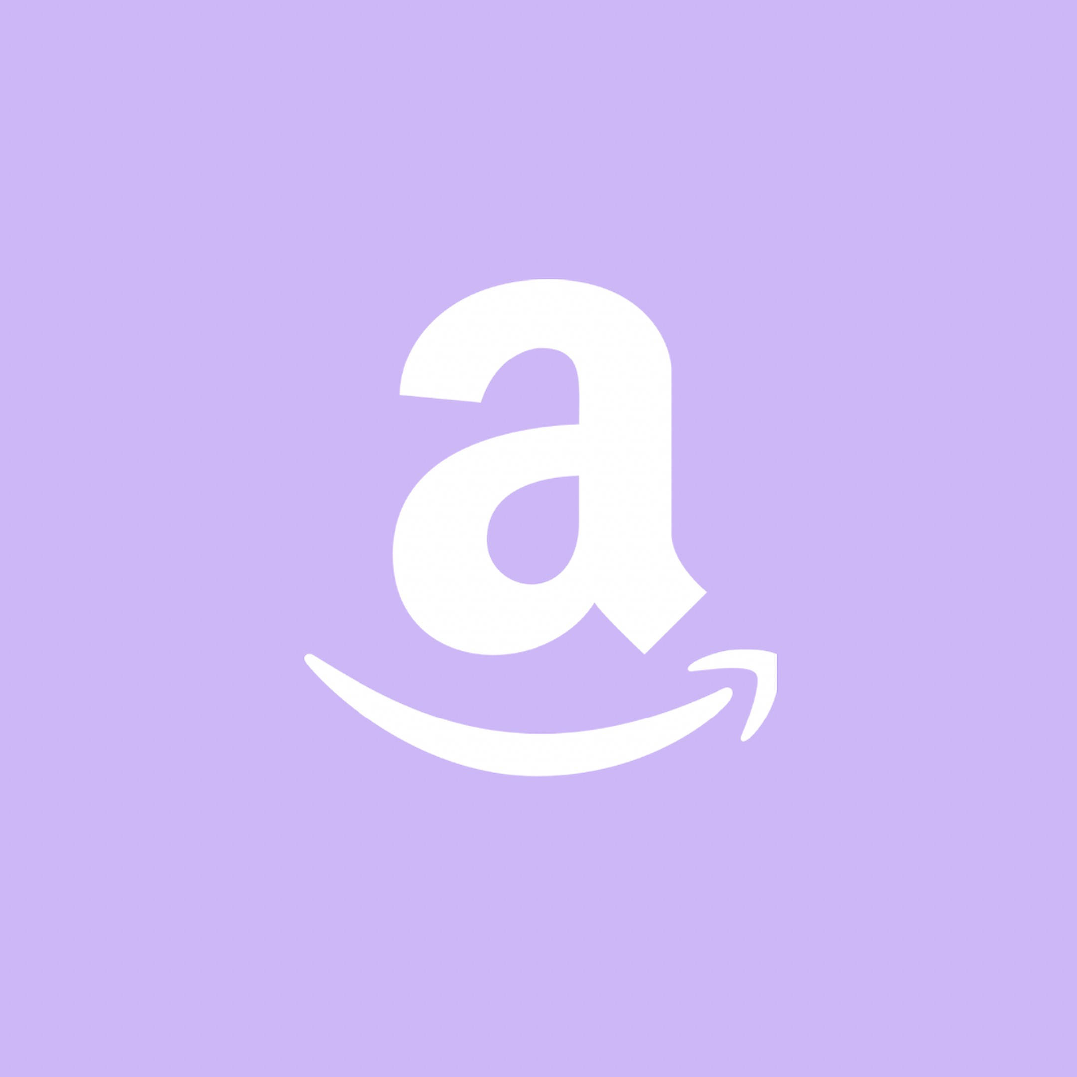 亞馬遜 桌布 壁紙 — 一個極簡的白色Amazon標誌，居中在純色薰衣草背景上。