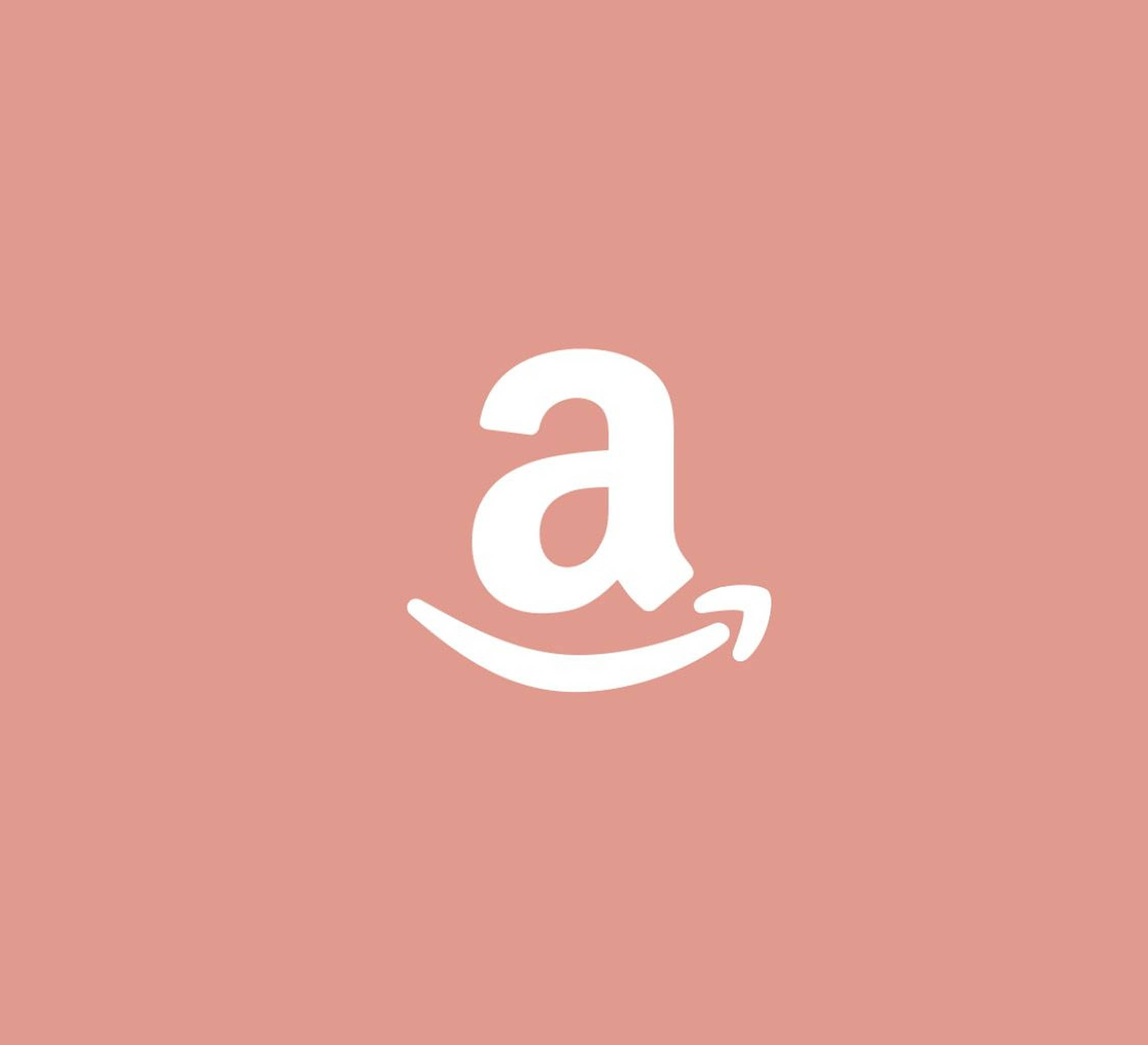 亞馬遜 桌布 壁紙 — 一個極簡的白色Amazon標誌，居中放在純色塵土玫瑰色背景上。