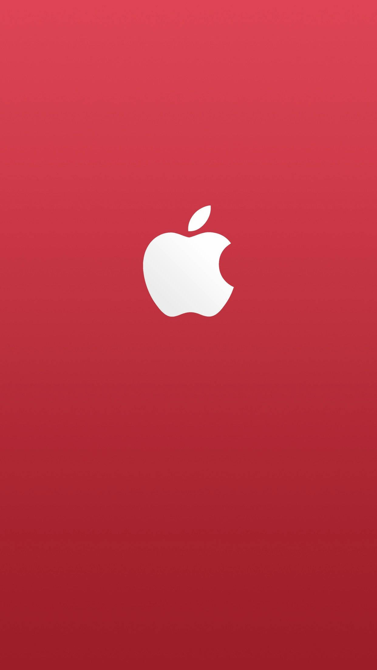 蘋果 桌布 壁紙 — 一個極簡的白色Apple標誌，居中放置在漸變紅色背景上。