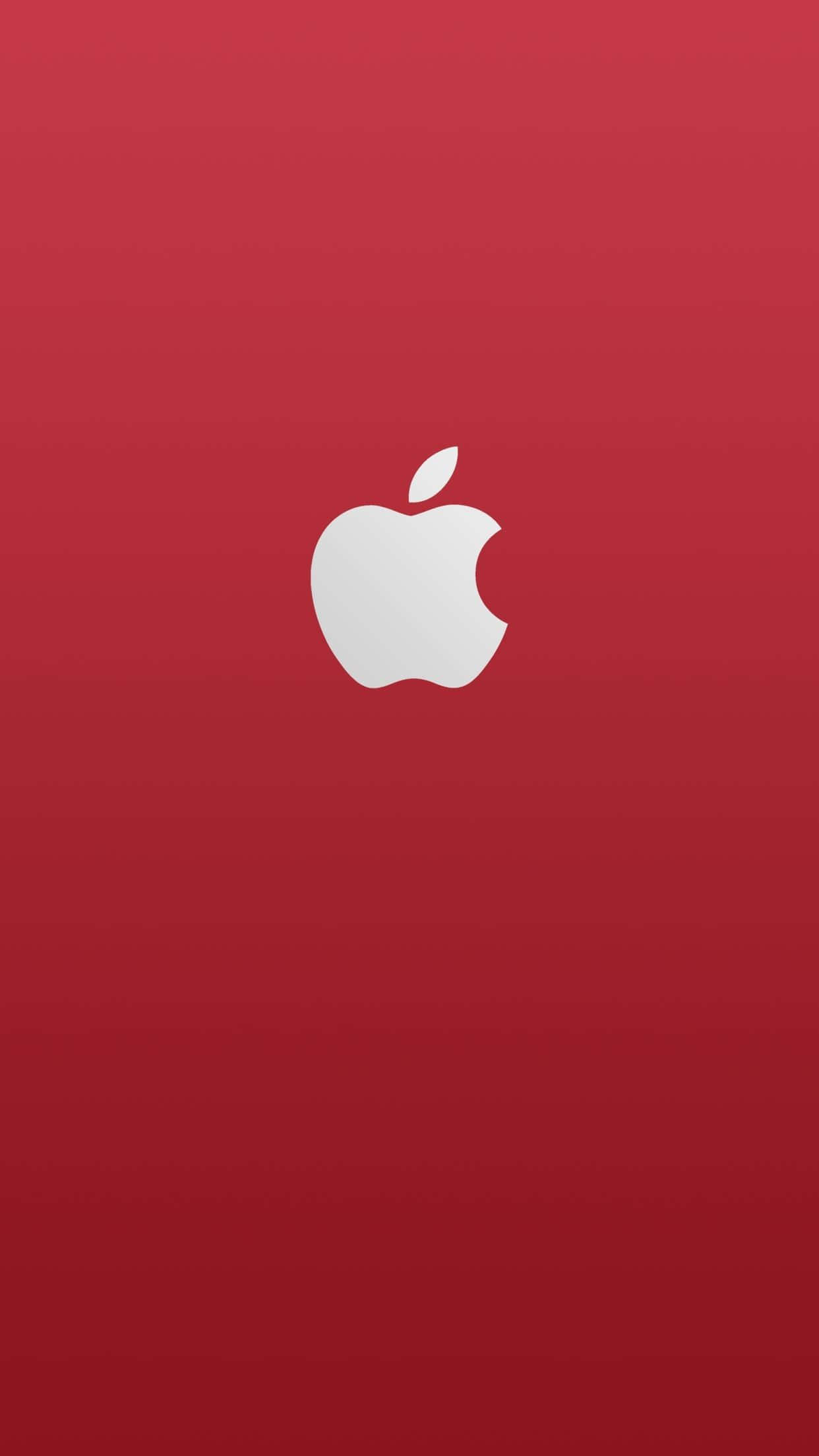 紅色 iPhone 桌布 壁紙 — 一個極簡的白色Apple標誌，居中放置在漸變紅色背景上。