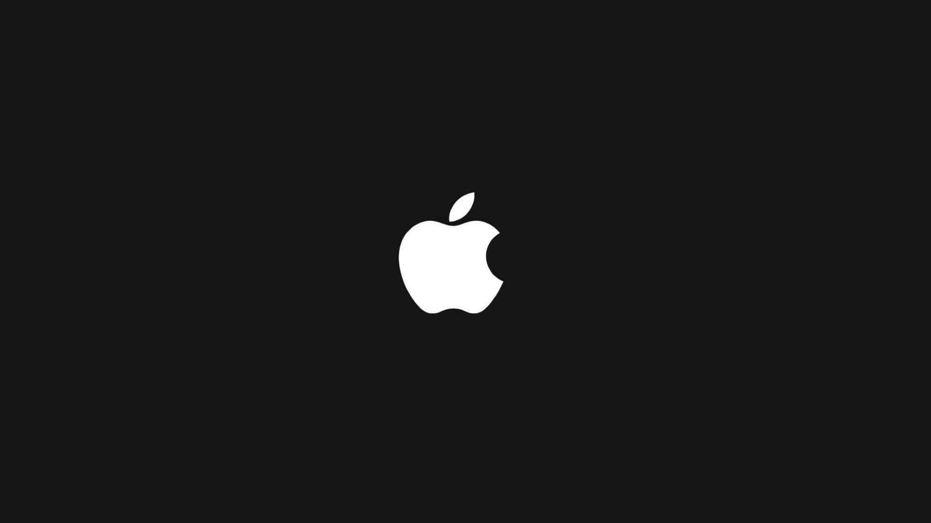 Black Macbook 桌布 壁紙 — 一個極簡的白色Apple標誌居中在純黑色背景上。