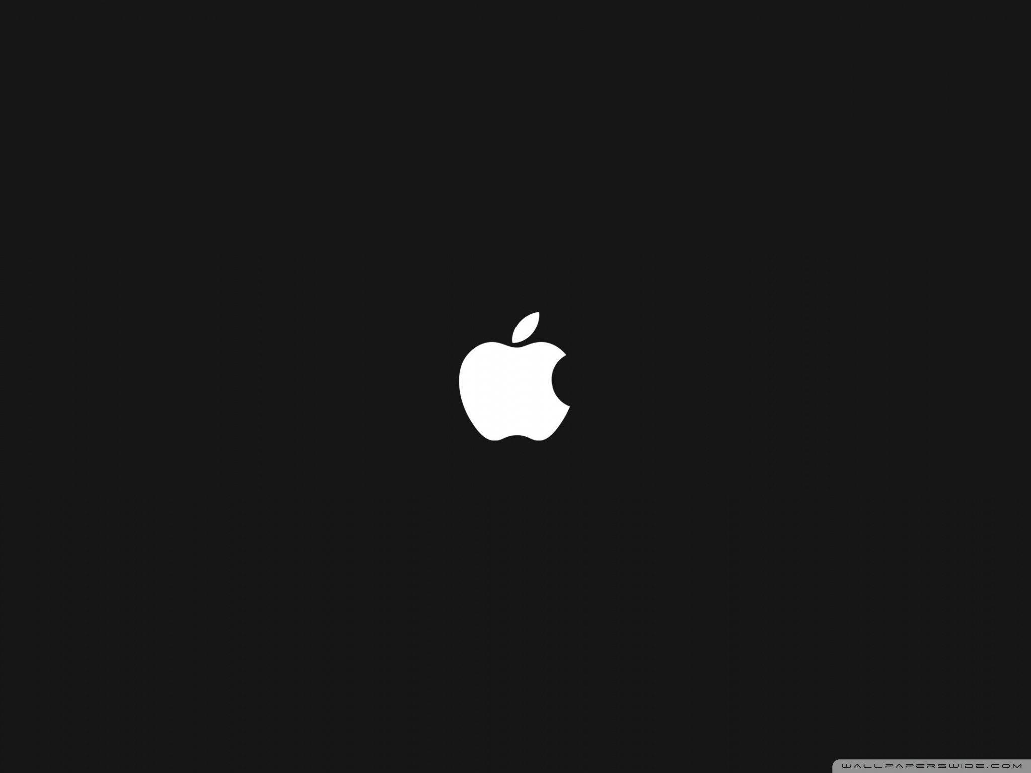 蘋果 桌布 壁紙 — 一個極簡的白色Apple標誌居中在純黑色背景上。