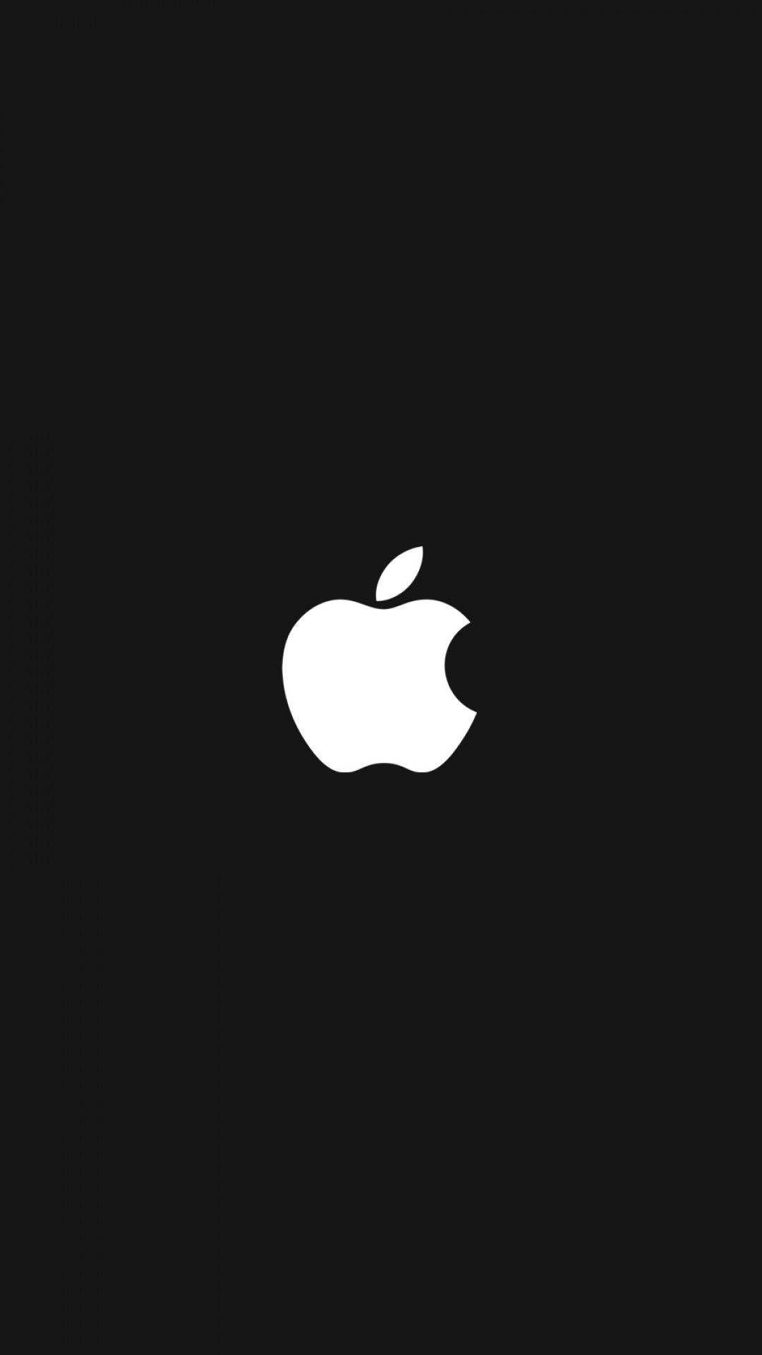 黑白 桌布 壁紙 — 一個極簡的白色Apple標誌居中於純黑色背景上。