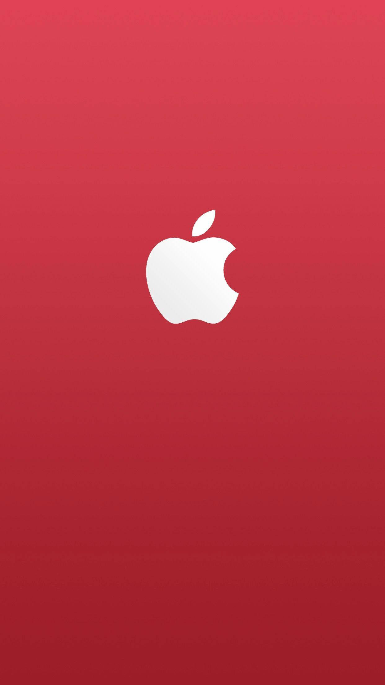 X 桌布 壁紙 — 一個極簡的白色Apple標誌居中在漸變紅色背景上。