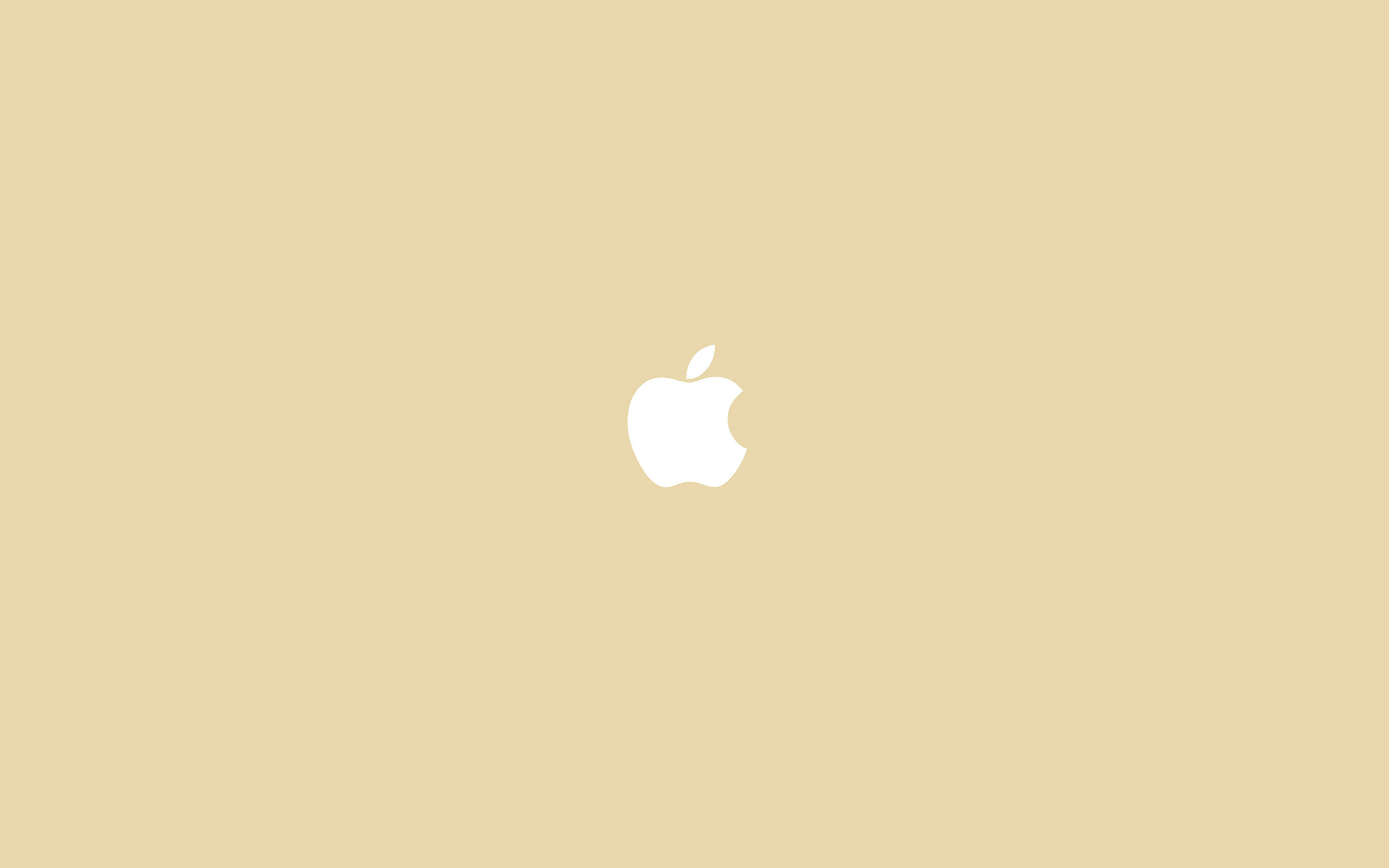 蘋果 桌布 壁紙 — 一個極簡的白色Apple標誌居中在純色米色背景上。