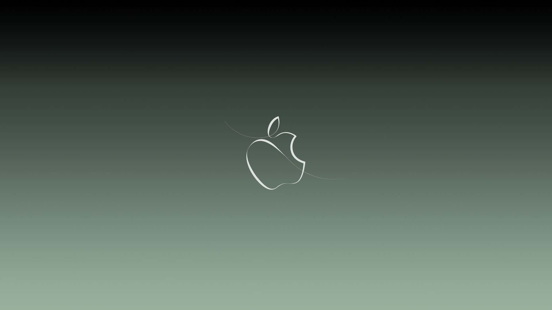 漸層 桌布 壁紙 — 一個極簡的白色Apple標誌輪廓，居中於綠色到黑色的漸變背景上。
