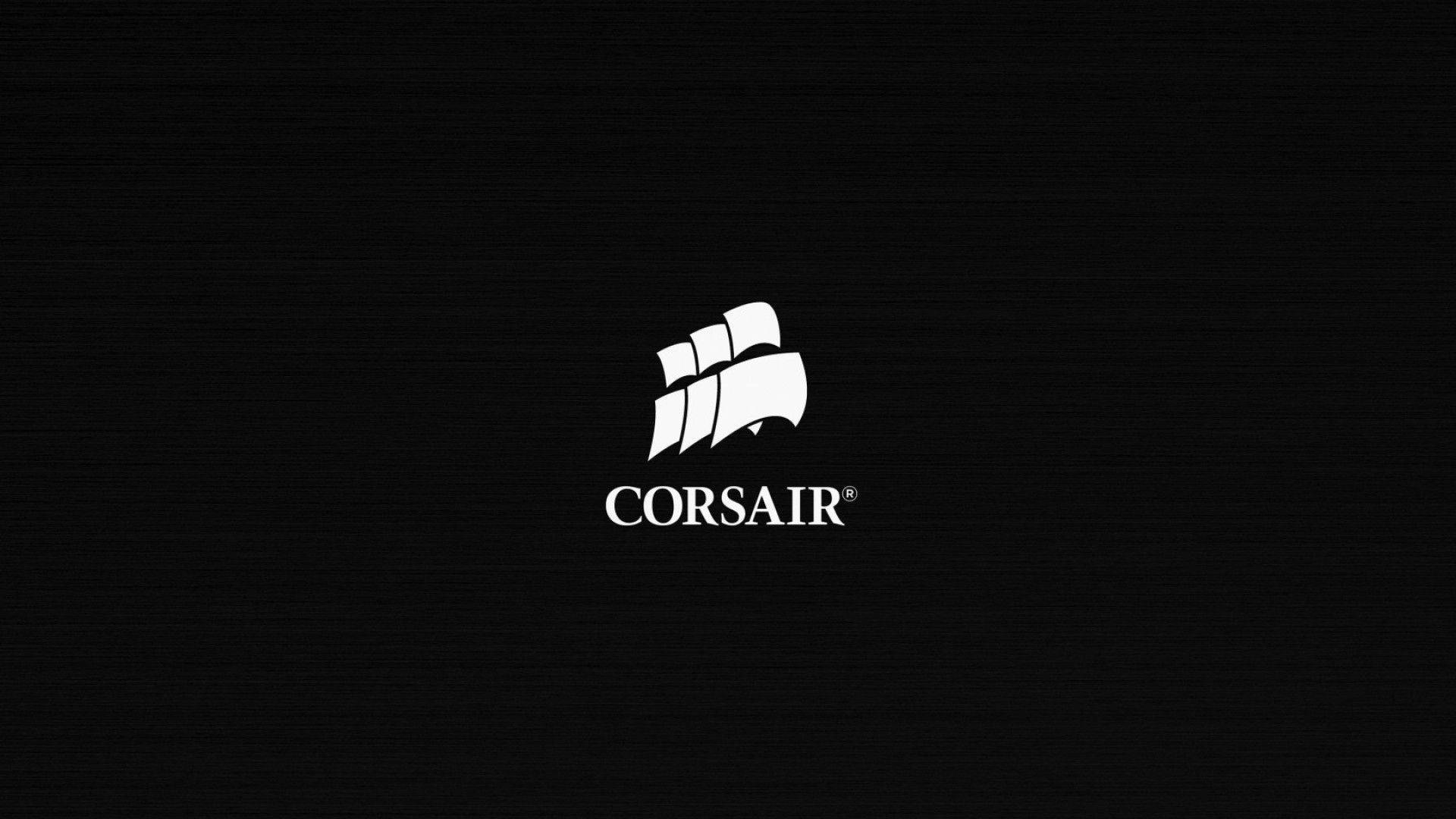 海盜船 桌布 壁紙 — 一個極簡的白色Corsair標誌，居中在帶紋理的黑色背景上。