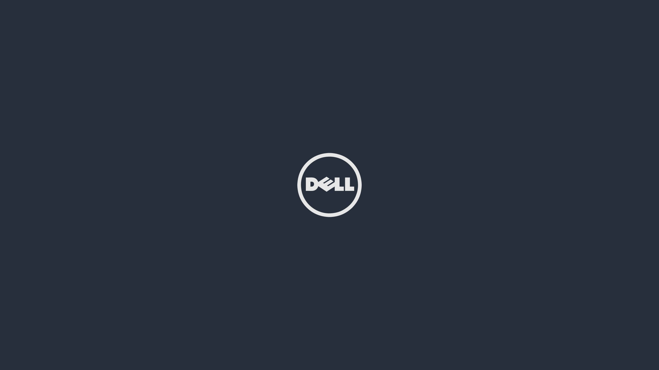 Dell Laptop 桌布 壁紙 — 一個極簡的白色Dell標誌居中於純深海軍藍背景上。