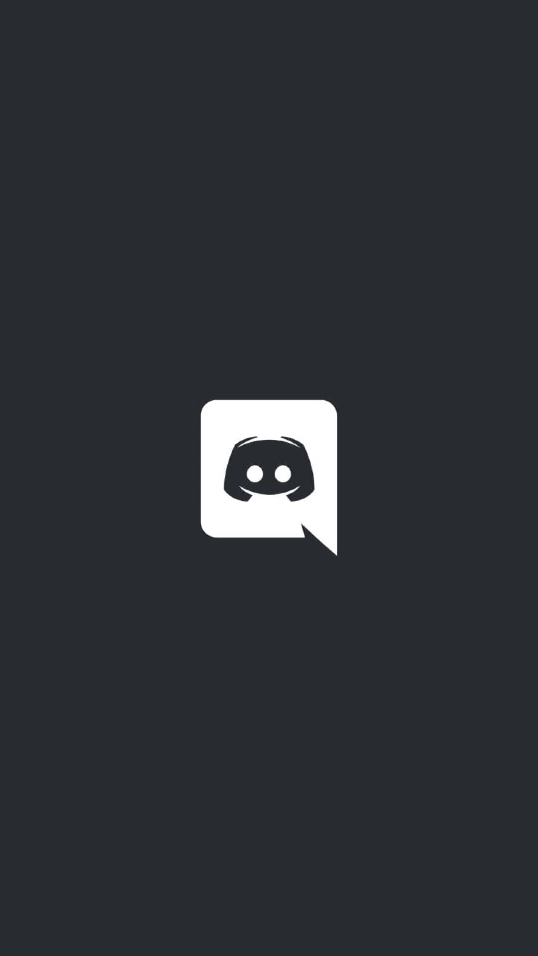 Discord 桌布 壁紙 — 一個極簡的白色Discord標誌，居中放置在純深灰色背景上。