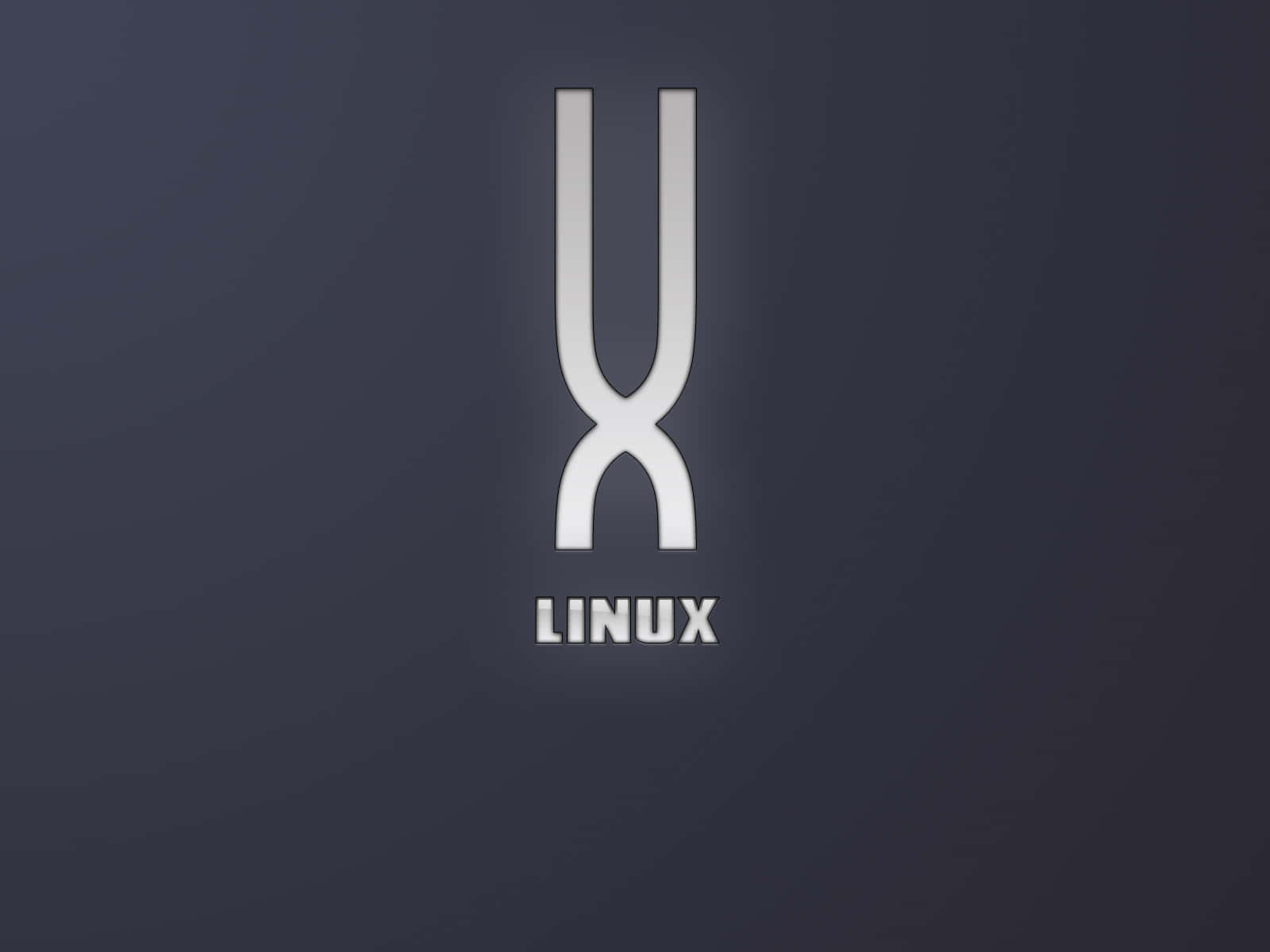 Linux 桌布 壁紙 — 一個極簡的白色Linux標誌，帶有風格化的「X」和文字，居中在深色漸變背景上。