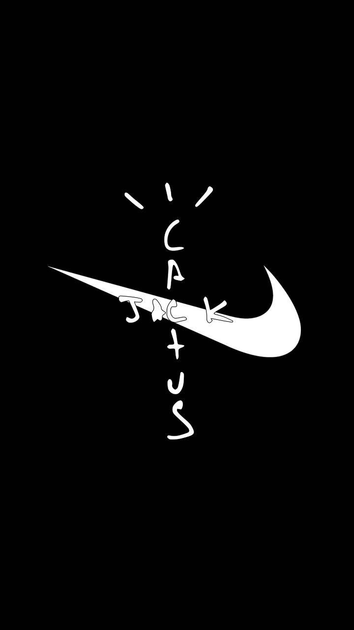 白色Nike勾勾搭配黑色背景上的'Cactus Jack'文字。 — Nike GIF 壁紙