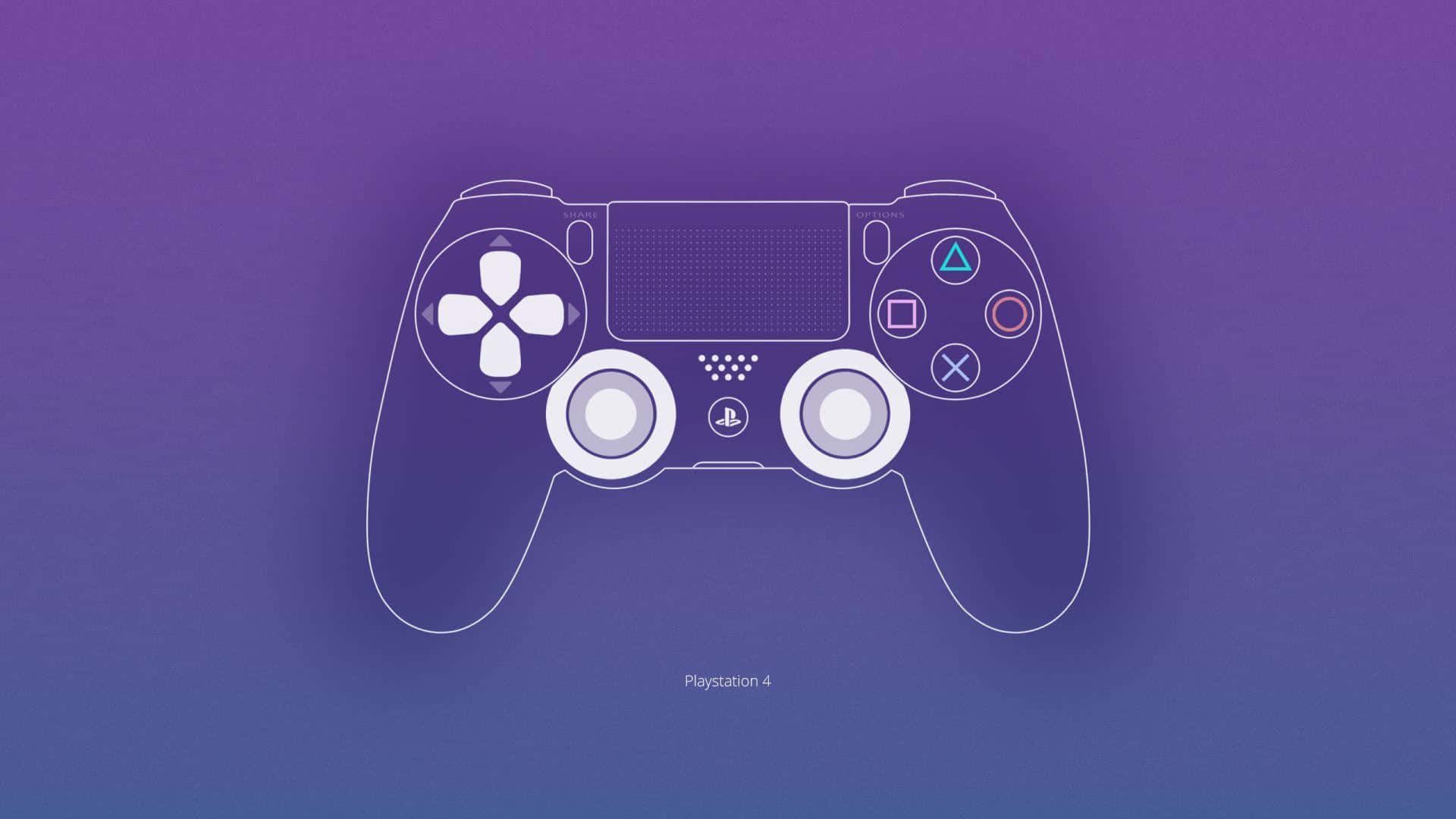 PlayStation 4 控制器輪廓 紫色藍色漸變背景 — Ps4 壁紙