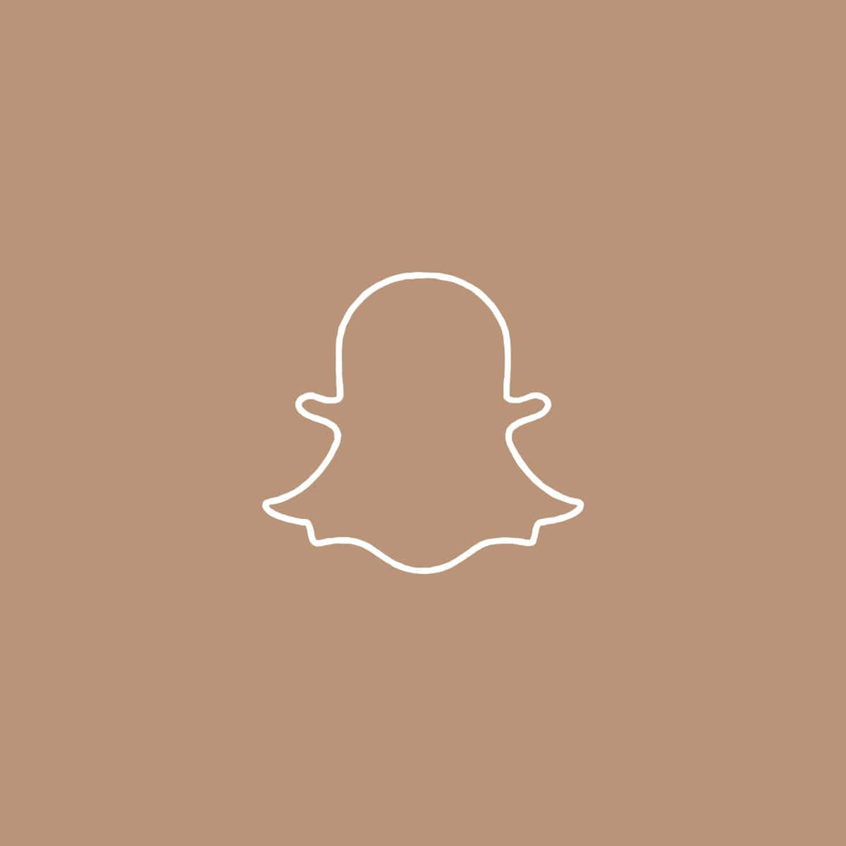 snap 桌布 壁紙 — 一個極簡的白色Snapchat鬼魂標誌輪廓，居中放在純色啞光棕色背景上。