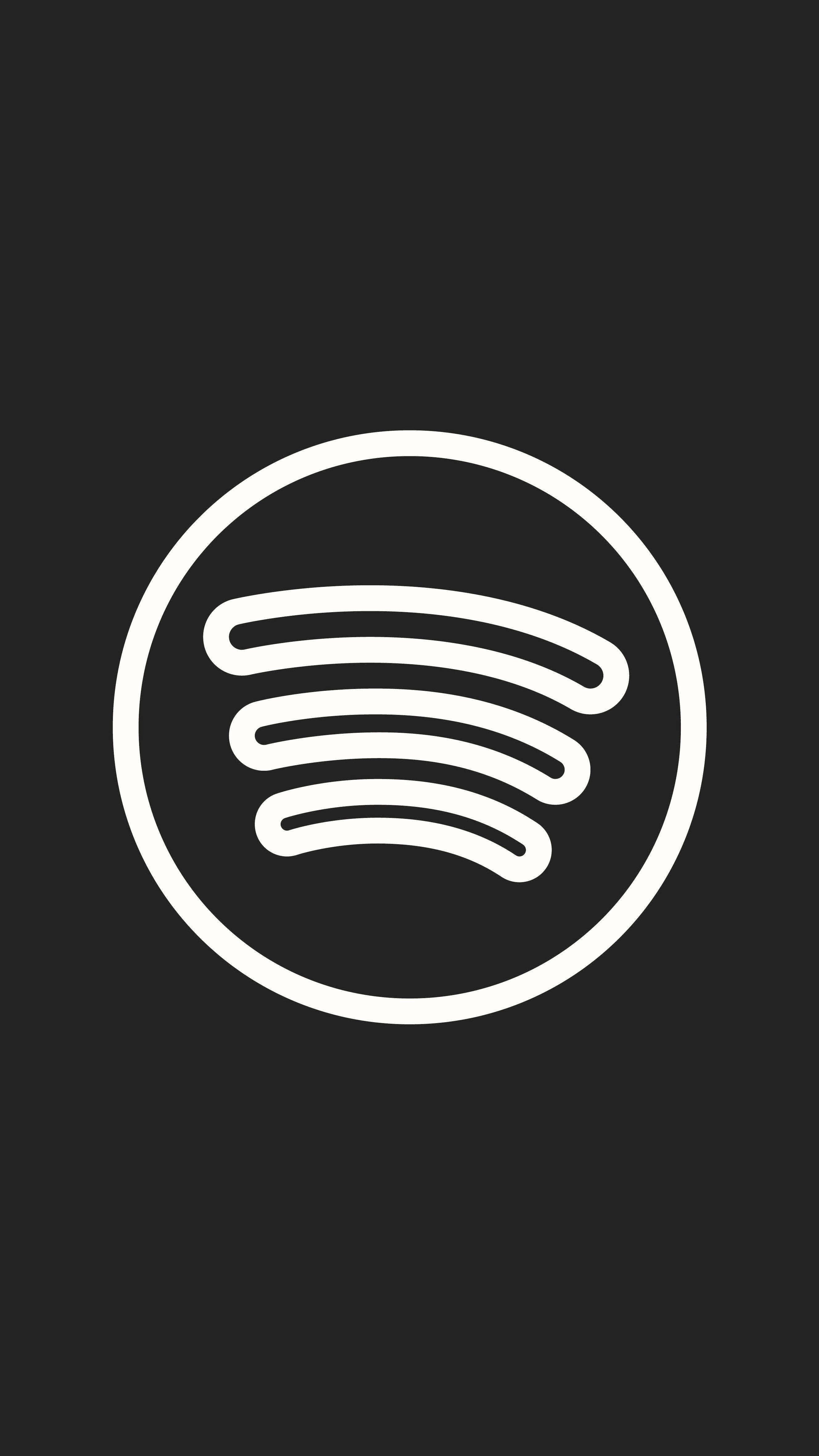 Spotify 桌布 壁紙 — 一個極簡的白色Spotify標誌居中在純黑色背景上。
