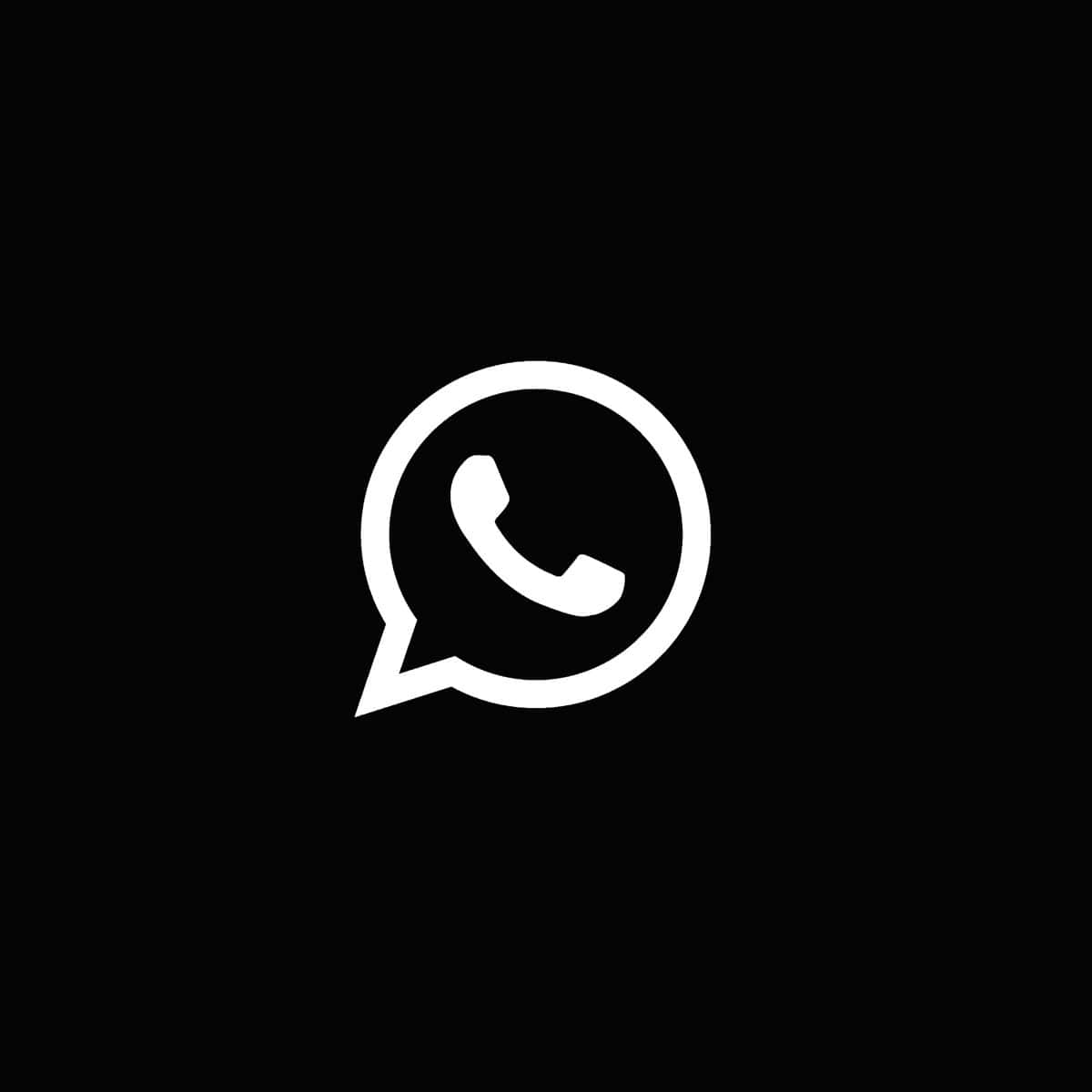WhatsApp 桌布 壁紙 — 一個極簡的白色WhatsApp標誌，居中在純黑色背景上。