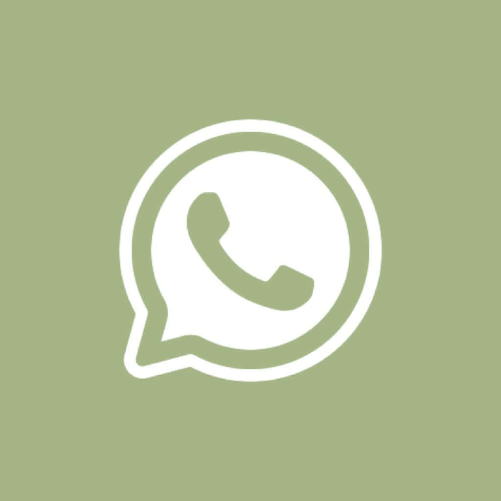 WhatsApp 桌布 壁紙 — 一個極簡的白色WhatsApp標誌居中在純橄欖綠色背景上。