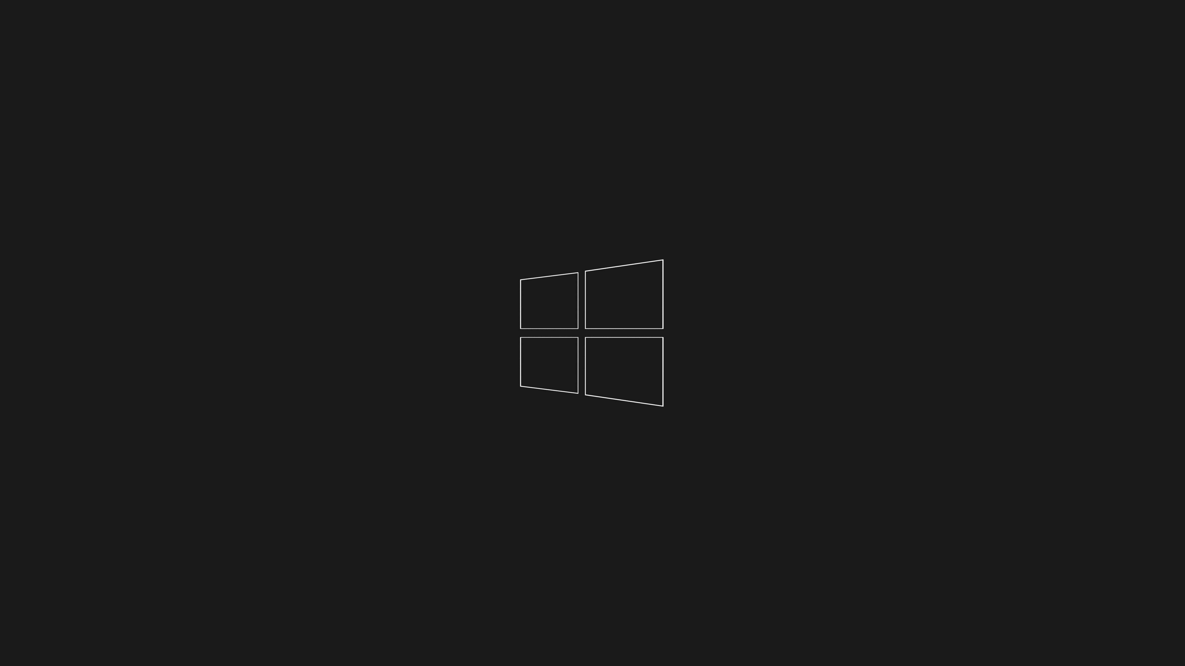Windows 10 高畫質 桌布 壁紙 — 一個極簡的白色Windows標誌居中在純黑色背景上。