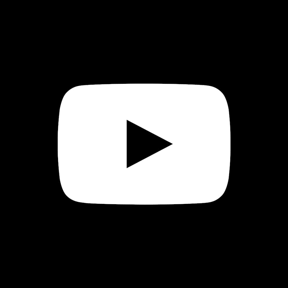 YouTube Logo Black 桌布 壁紙 — 一個極簡的白色YouTube播放按鈕圖示，居中在純黑色背景上。