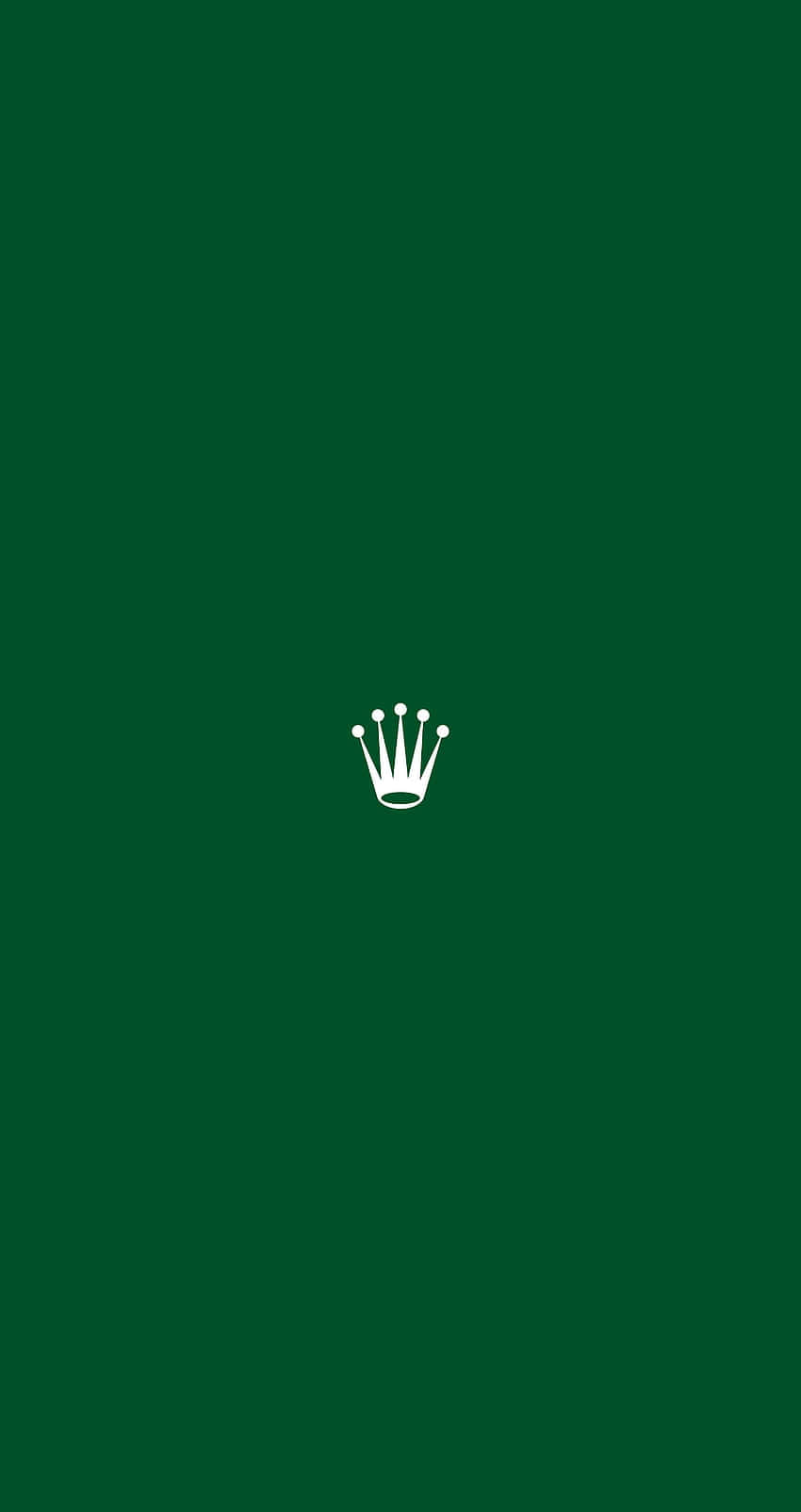Rolex 桌布 壁紙 — 一個極簡的白色勞力士皇冠標誌，居中放置在純深綠色背景上。